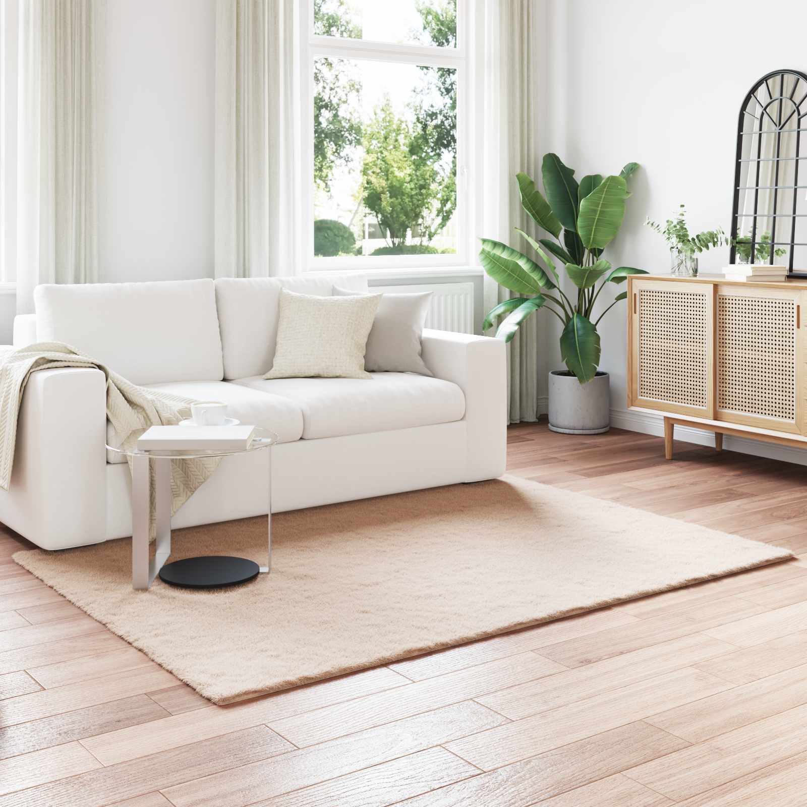 vidaXL Nep Konijnenbont Tapijt Wit 80 x 150 cm Polyester