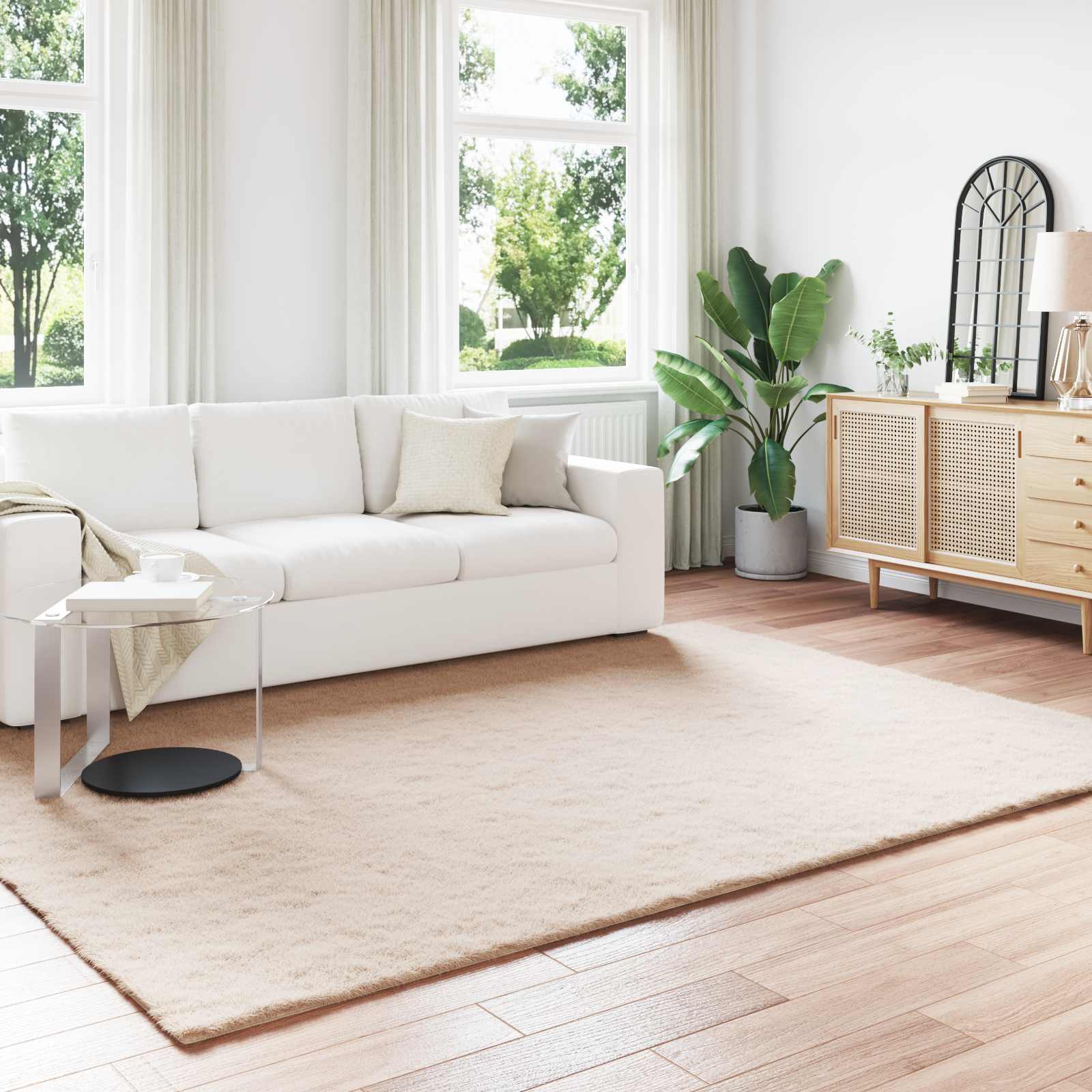 vidaXL Nep Konijnenbont Tapijt Wit 80 x 150 cm Polyester