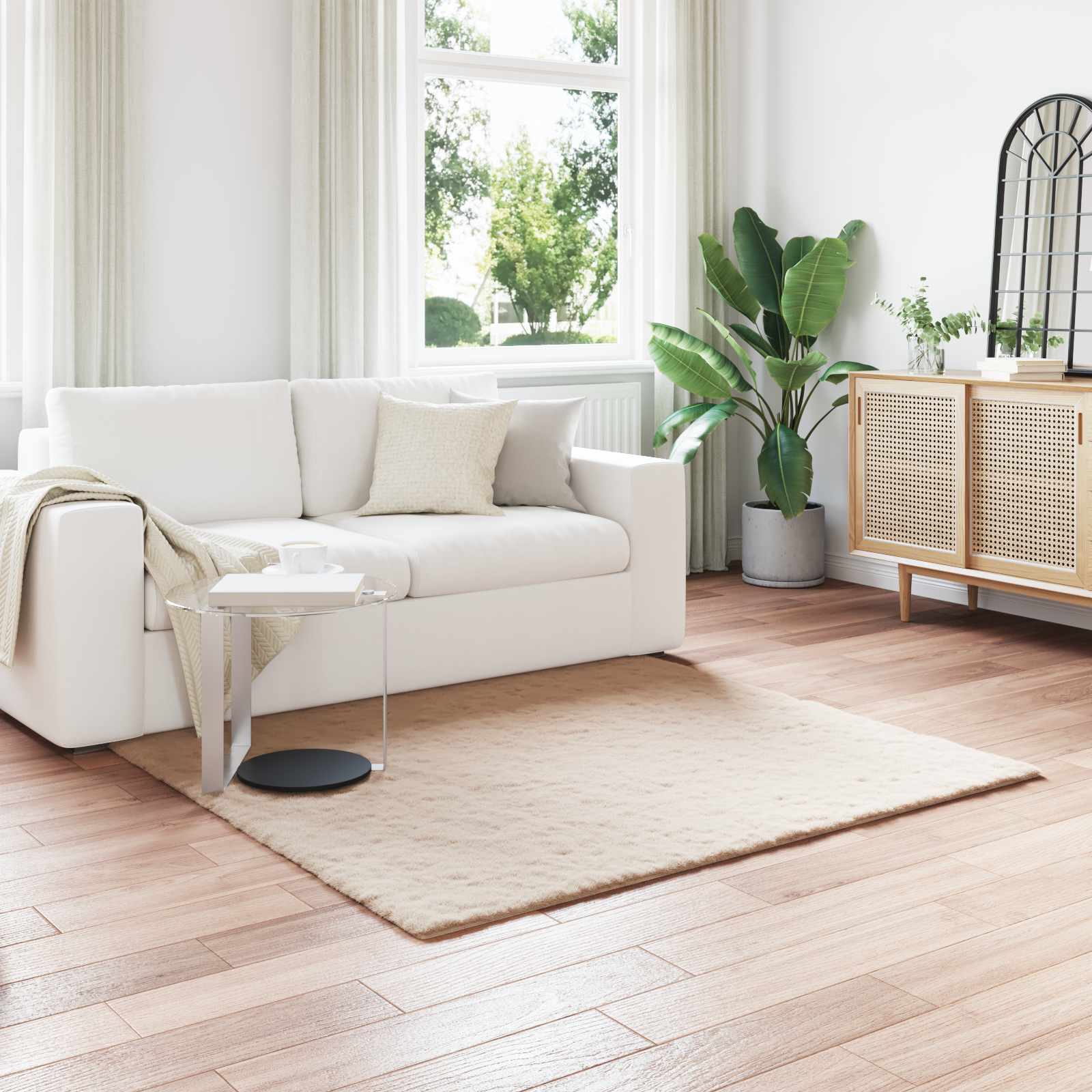 vidaXL Nep Konijnenbont Tapijt Wit 80 x 150 cm Polyester