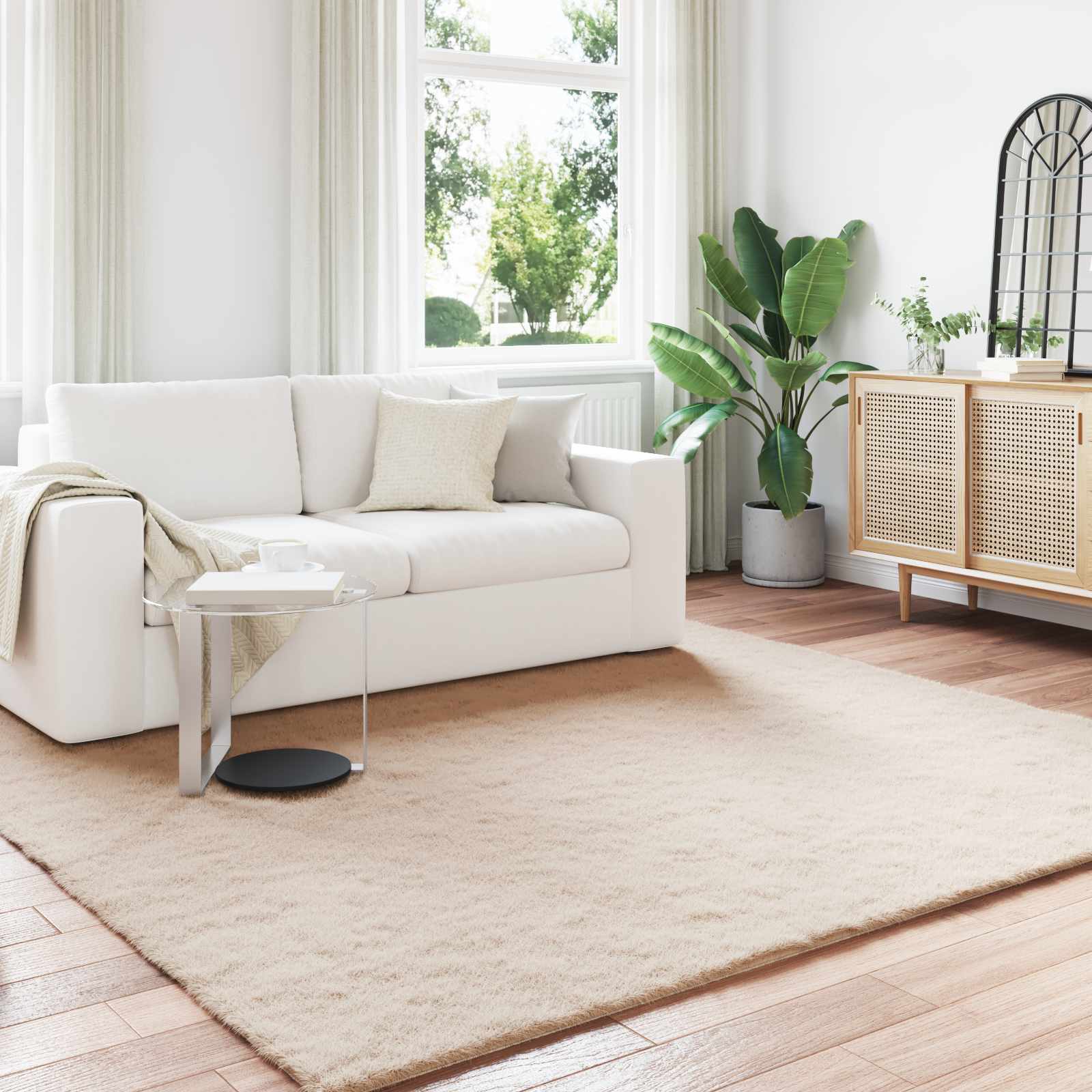 vidaXL Nep Konijnenbont Tapijt Wit 80 x 150 cm Polyester