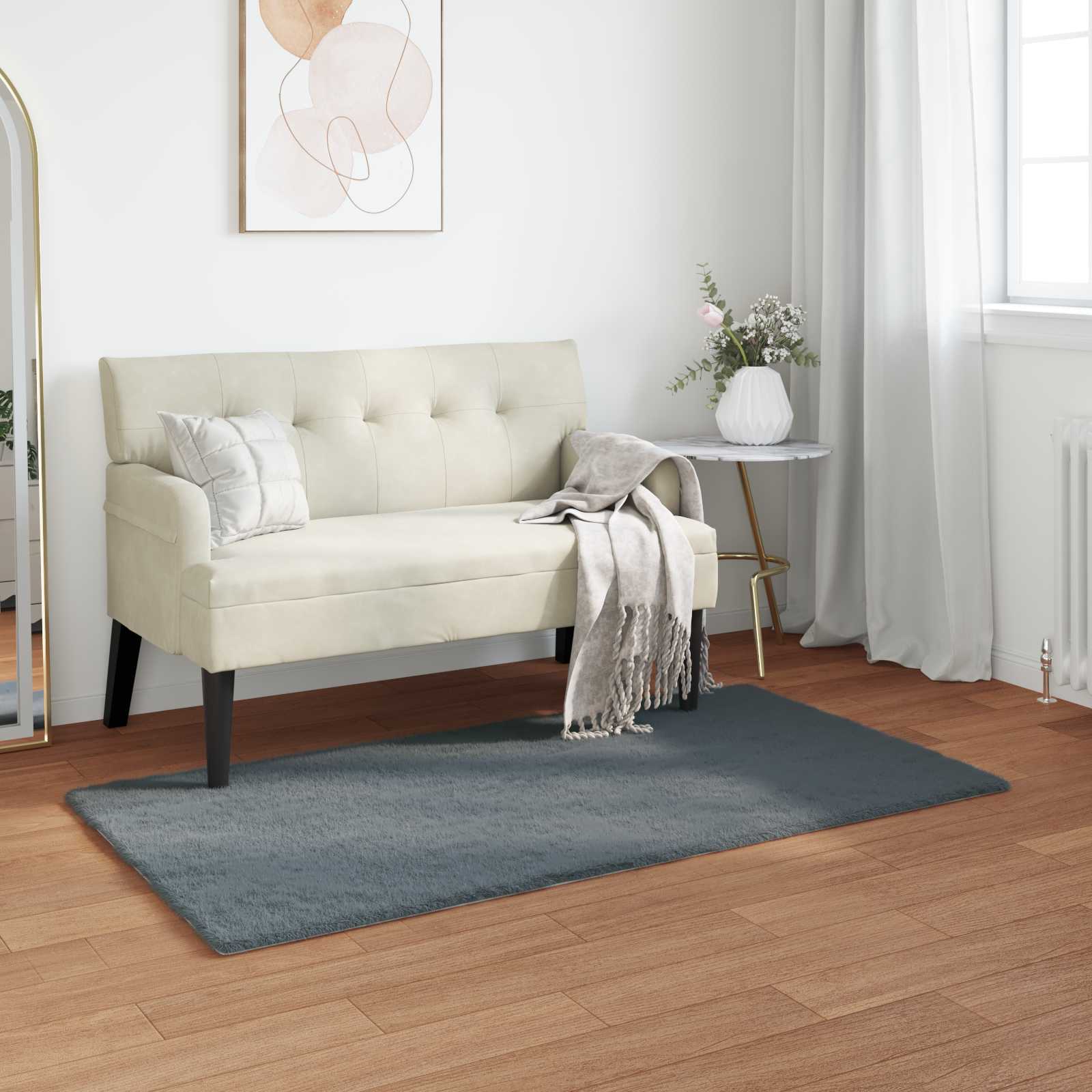 vidaXL Nep Konijnenbont Tapijt Wit 80 x 150 cm Polyester