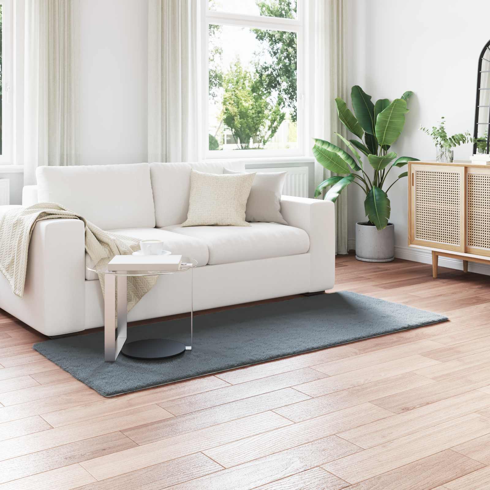 vidaXL Nep Konijnenbont Tapijt Wit 80 x 150 cm Polyester