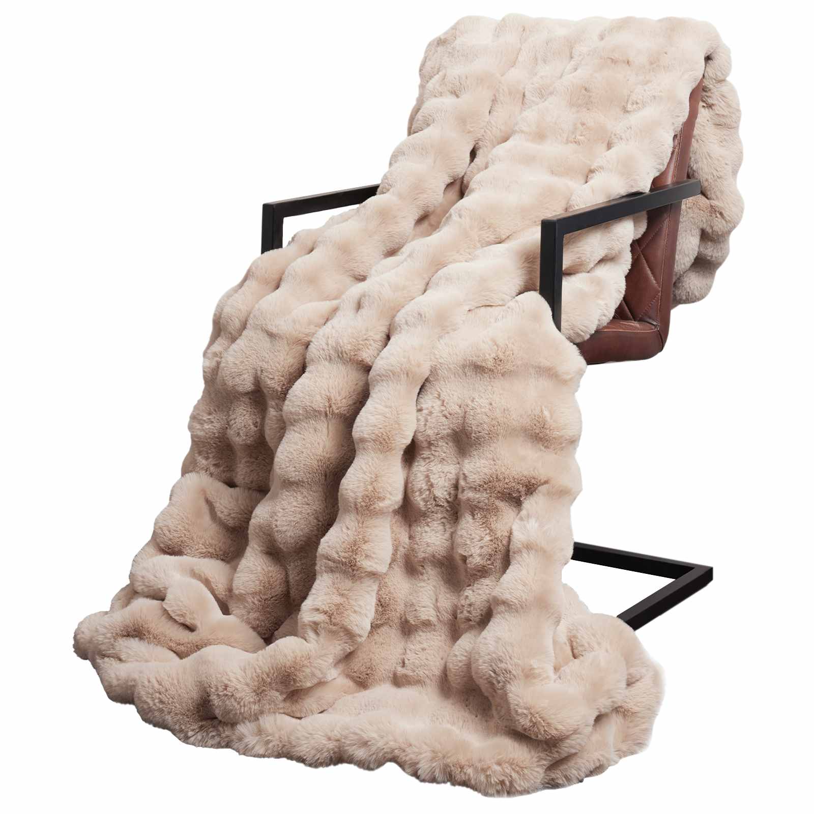 vidaXL Neppels Konijnenbont Deken 4 pcs Beige 130 x 150 cm Polyester