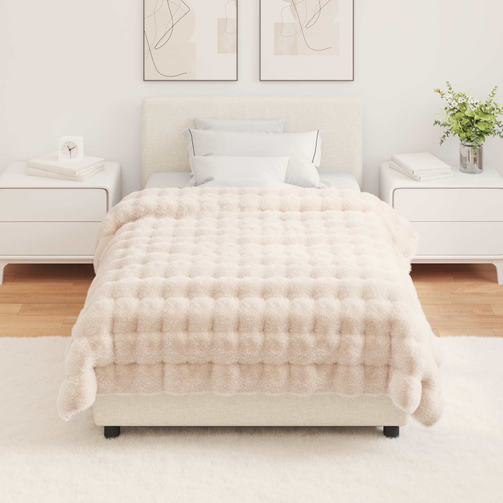 vidaXL Neppels Konijnenbont Deken 4 pcs Beige 130 x 150 cm Polyester