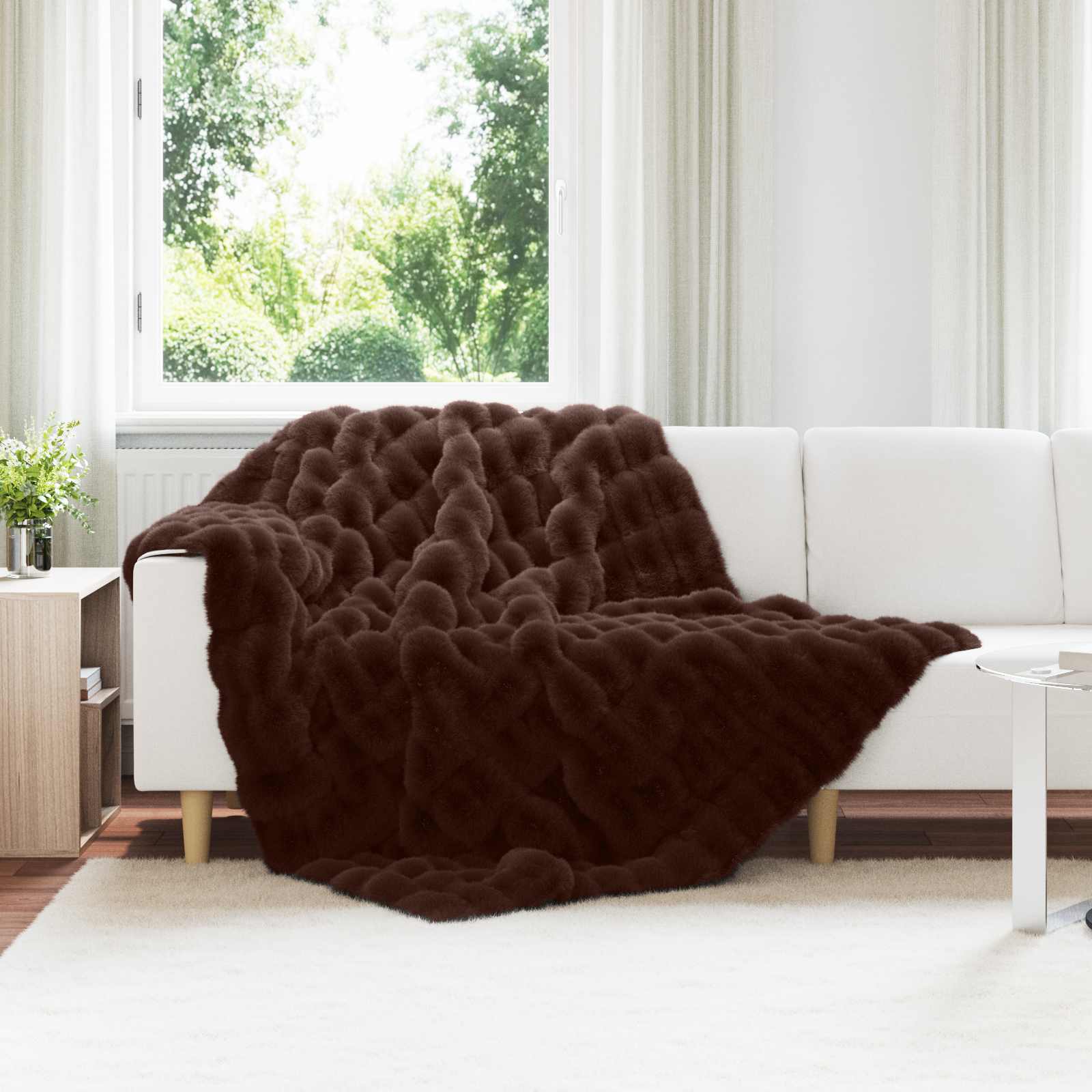 vidaXL Neppels Konijnenbont Deken 4 pcs Beige 130 x 150 cm Polyester