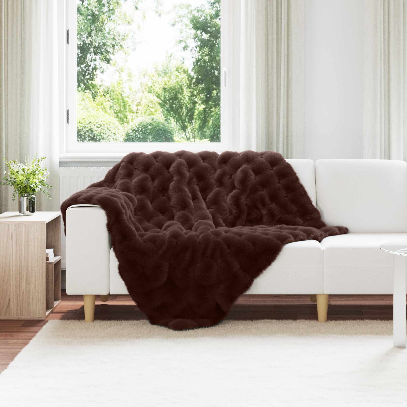vidaXL Neppels Konijnenbont Deken 4 pcs Beige 130 x 150 cm Polyester
