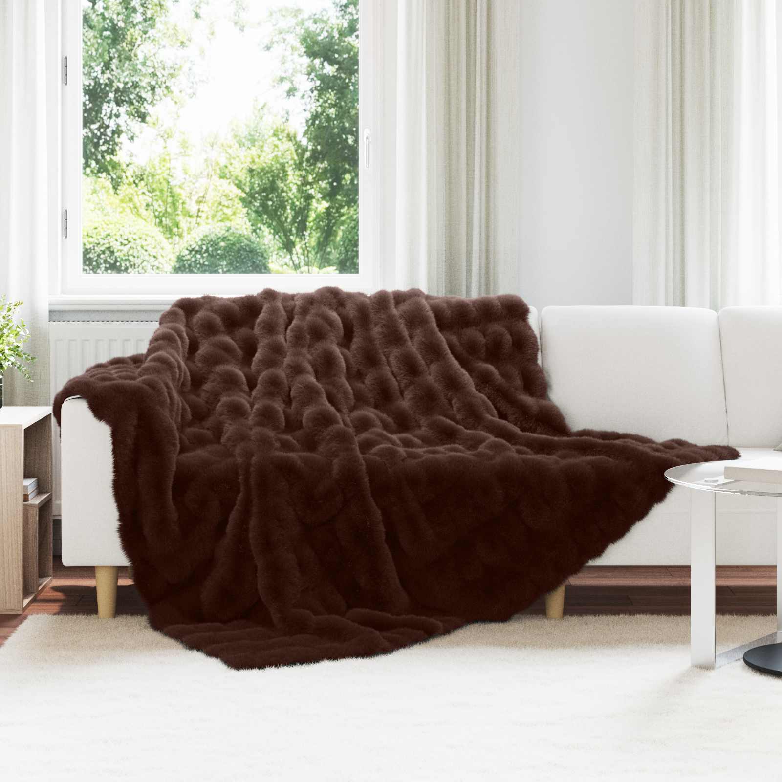 vidaXL Neppels Konijnenbont Deken 4 pcs Beige 130 x 150 cm Polyester
