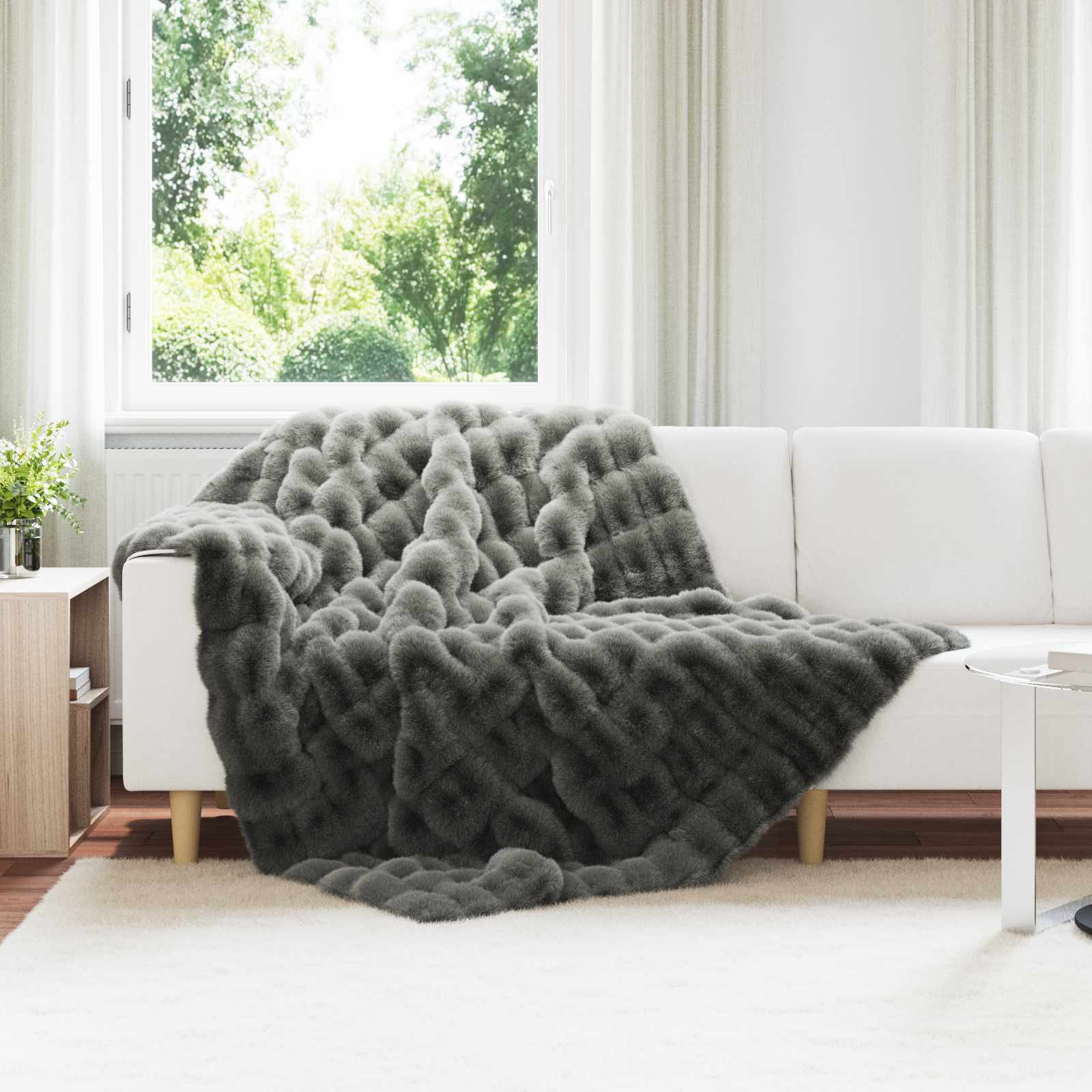 vidaXL Neppels Konijnenbont Deken 4 pcs Beige 130 x 150 cm Polyester