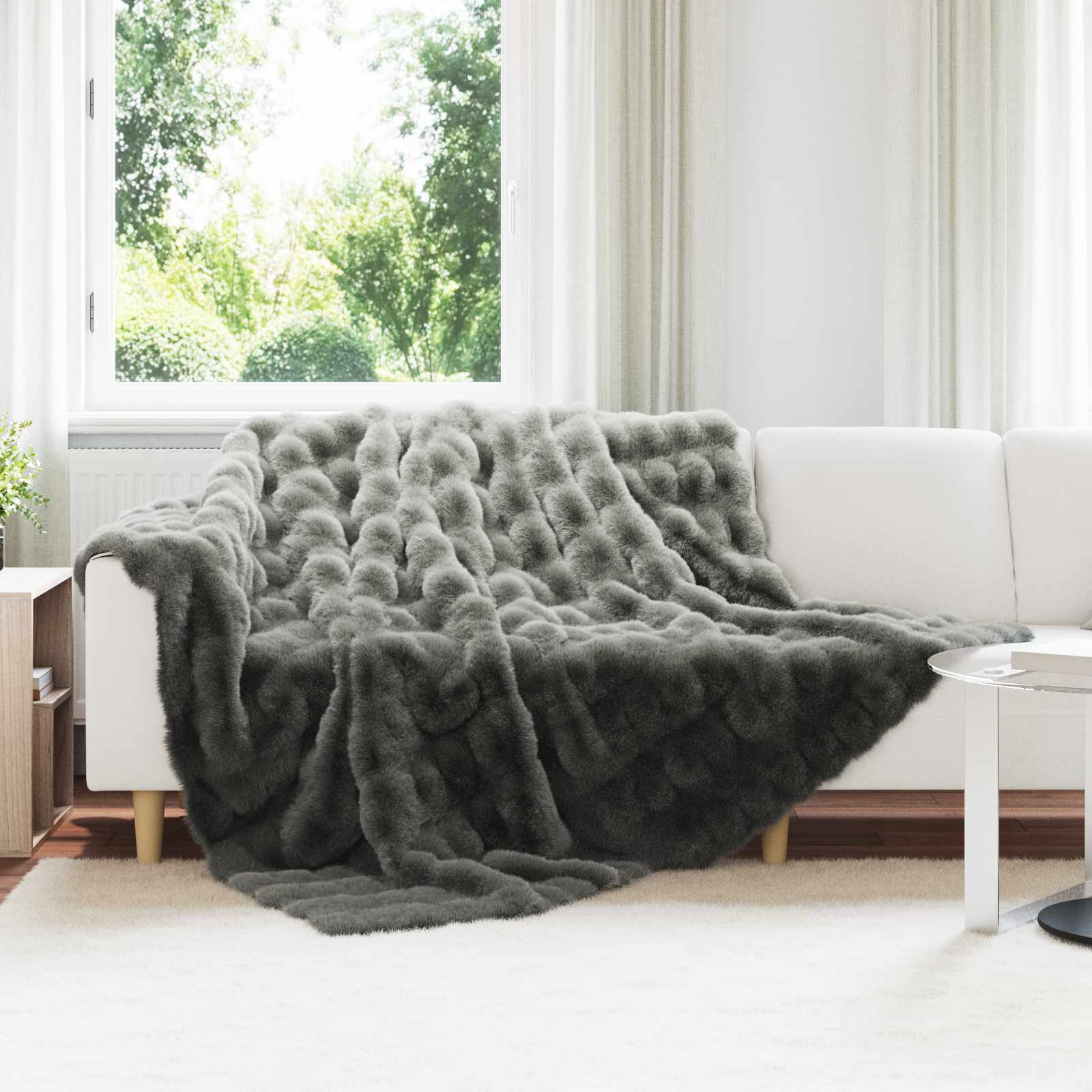 vidaXL Neppels Konijnenbont Deken 4 pcs Beige 130 x 150 cm Polyester