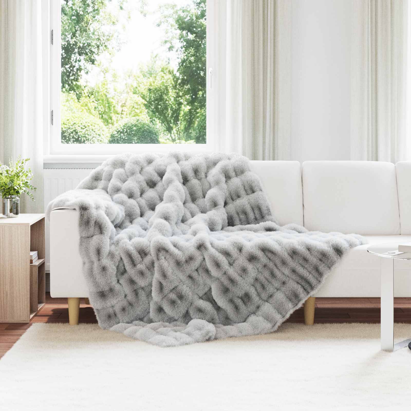 vidaXL Neppels Konijnenbont Deken 4 pcs Beige 130 x 150 cm Polyester