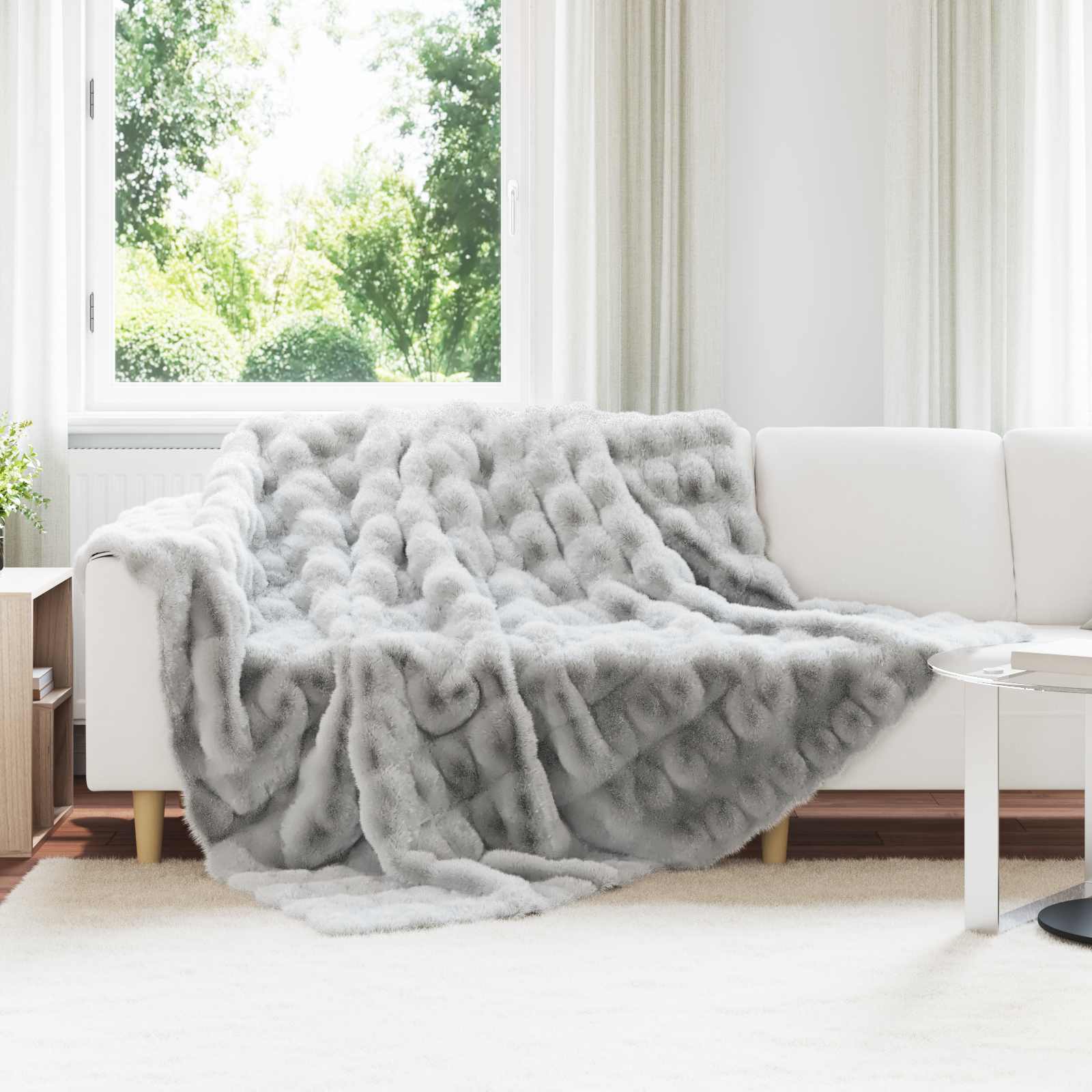 vidaXL Neppels Konijnenbont Deken 4 pcs Beige 130 x 150 cm Polyester