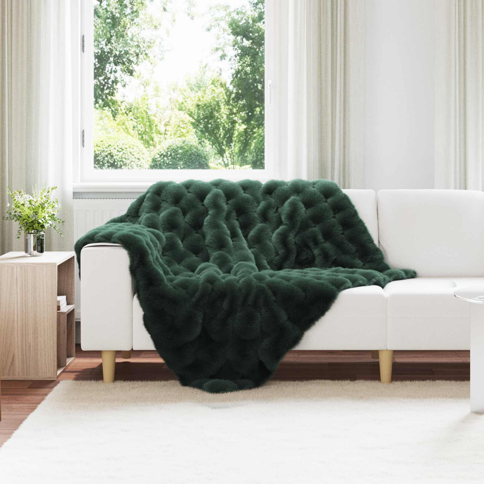 vidaXL Neppels Konijnenbont Deken 4 pcs Beige 130 x 150 cm Polyester