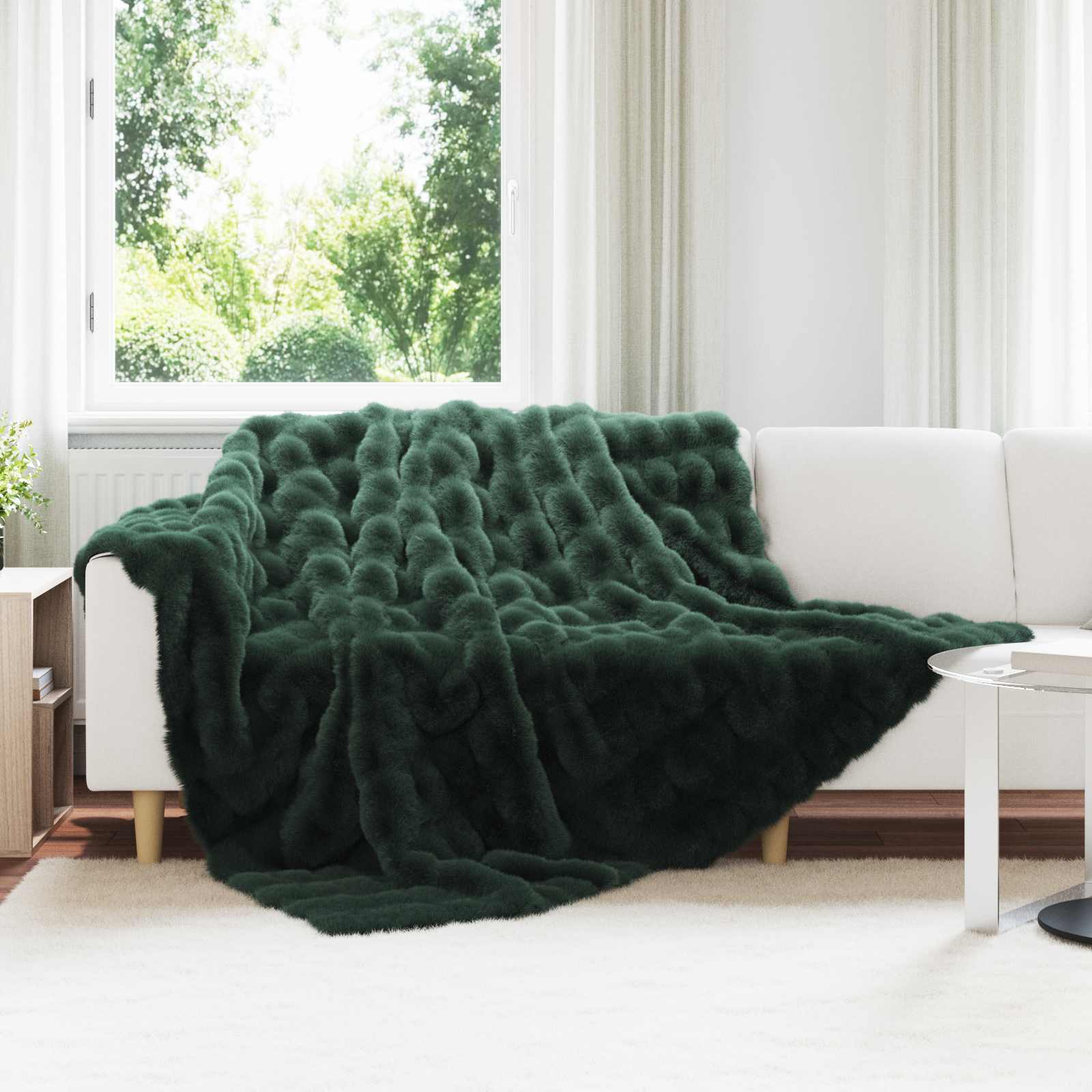 vidaXL Neppels Konijnenbont Deken 4 pcs Beige 130 x 150 cm Polyester