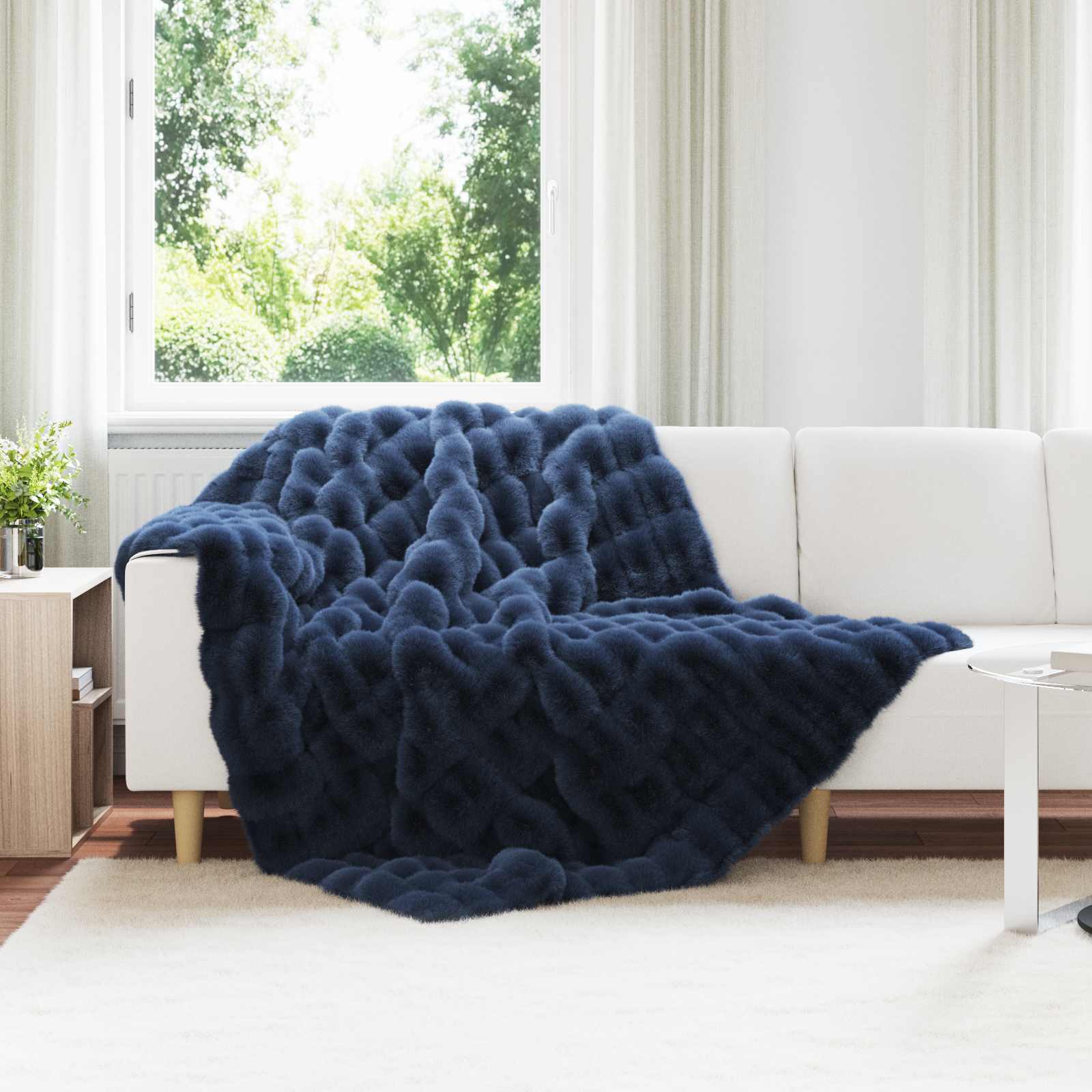 vidaXL Neppels Konijnenbont Deken 4 pcs Beige 130 x 150 cm Polyester