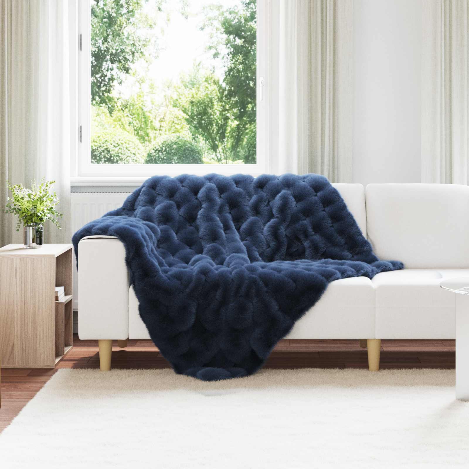 vidaXL Neppels Konijnenbont Deken 4 pcs Beige 130 x 150 cm Polyester