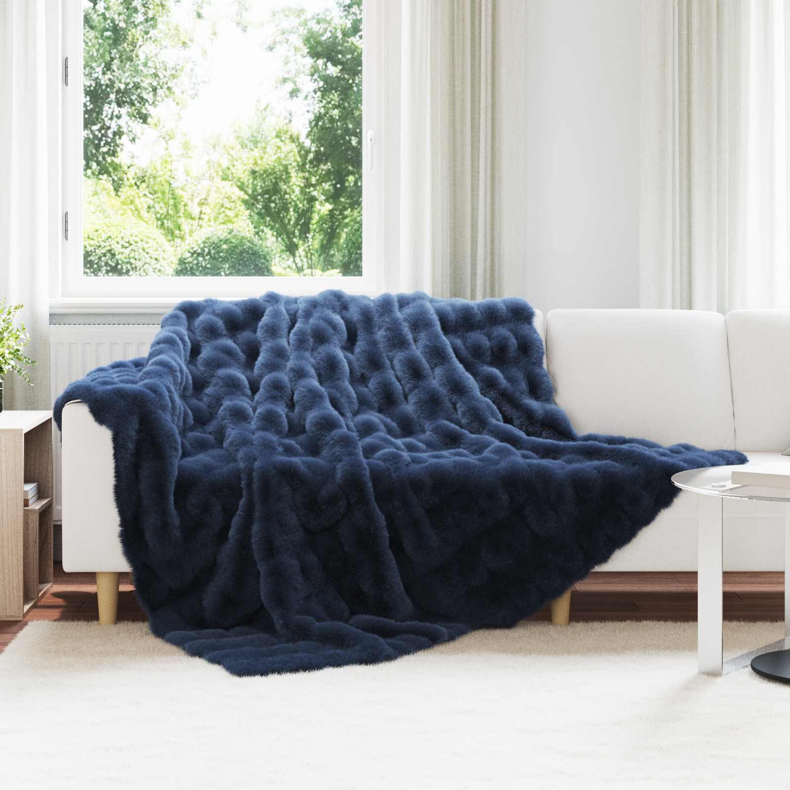 vidaXL Neppels Konijnenbont Deken 4 pcs Beige 130 x 150 cm Polyester