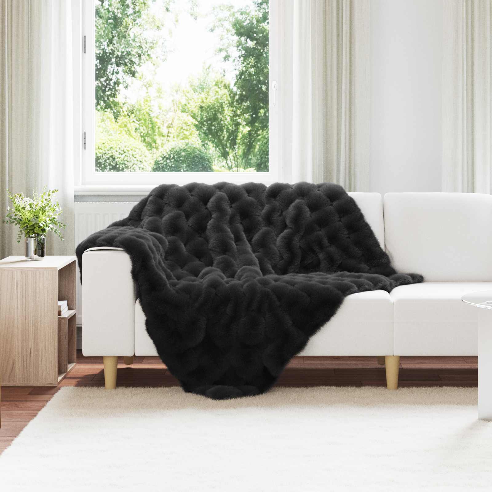 vidaXL Neppels Konijnenbont Deken 4 pcs Beige 130 x 150 cm Polyester