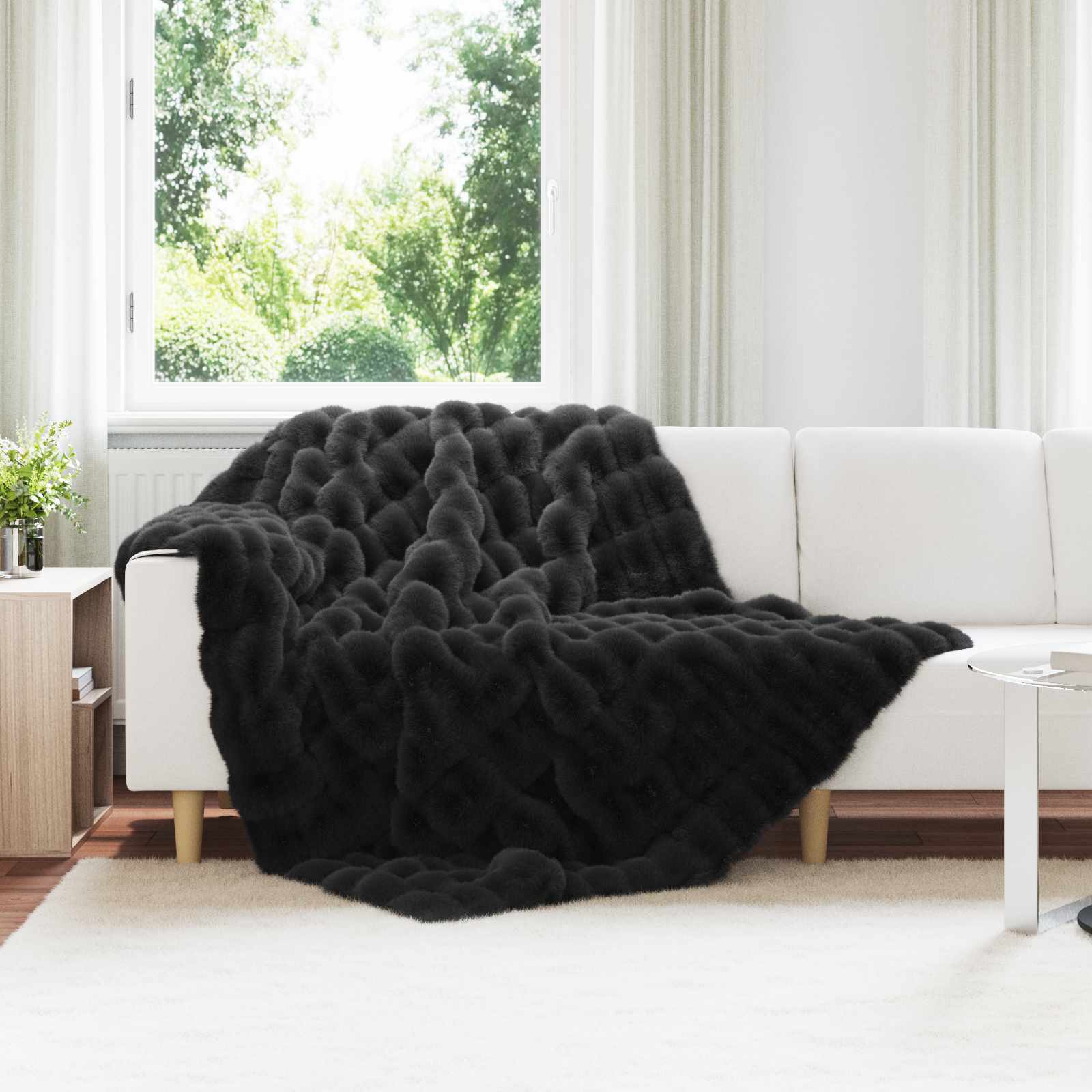 vidaXL Neppels Konijnenbont Deken 4 pcs Beige 130 x 150 cm Polyester