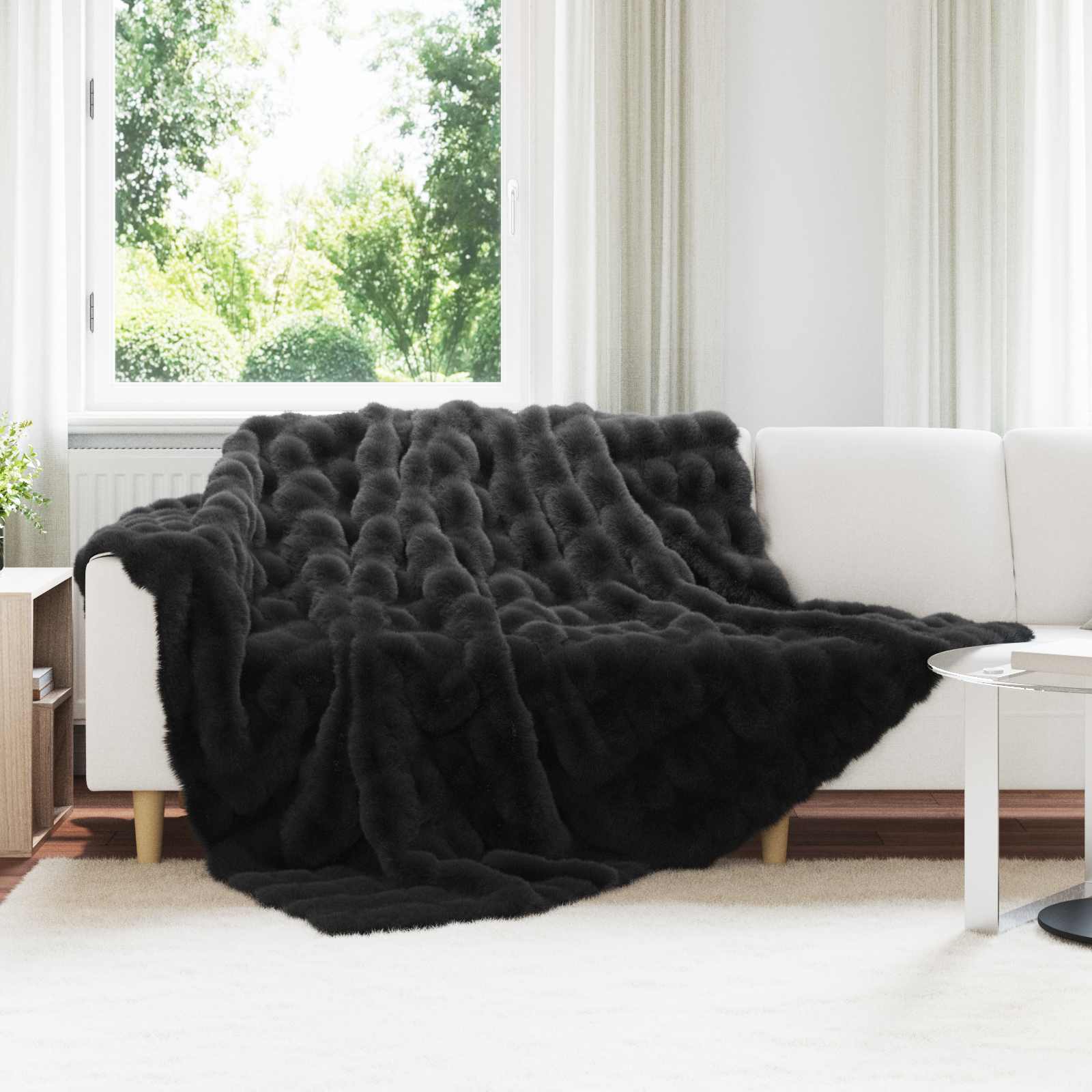 vidaXL Neppels Konijnenbont Deken 4 pcs Beige 130 x 150 cm Polyester