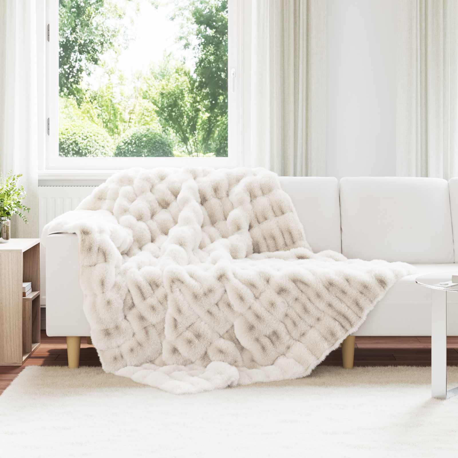 vidaXL Neppels Konijnenbont Deken 4 pcs Beige 130 x 150 cm Polyester
