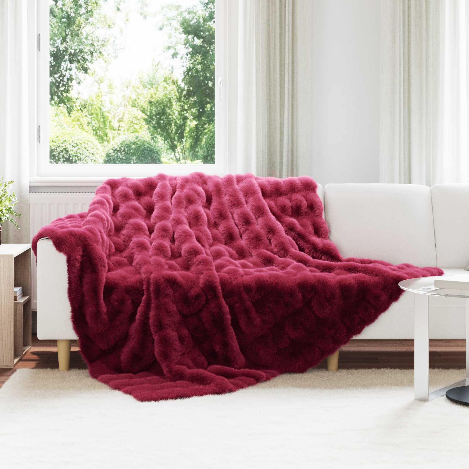 vidaXL Neppels Konijnenbont Deken 4 pcs Beige 130 x 150 cm Polyester