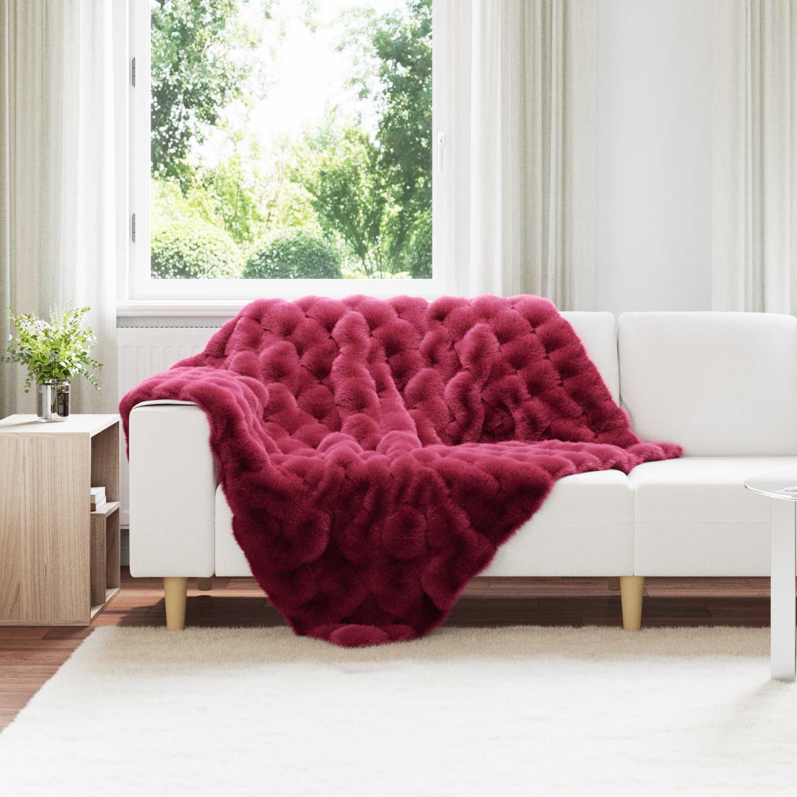 vidaXL Neppels Konijnenbont Deken 4 pcs Beige 130 x 150 cm Polyester
