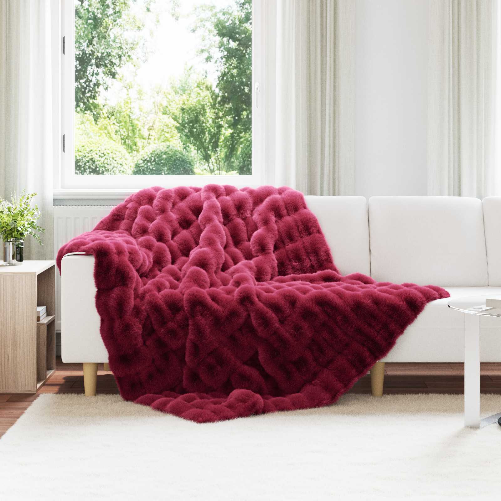 vidaXL Neppels Konijnenbont Deken 4 pcs Beige 130 x 150 cm Polyester