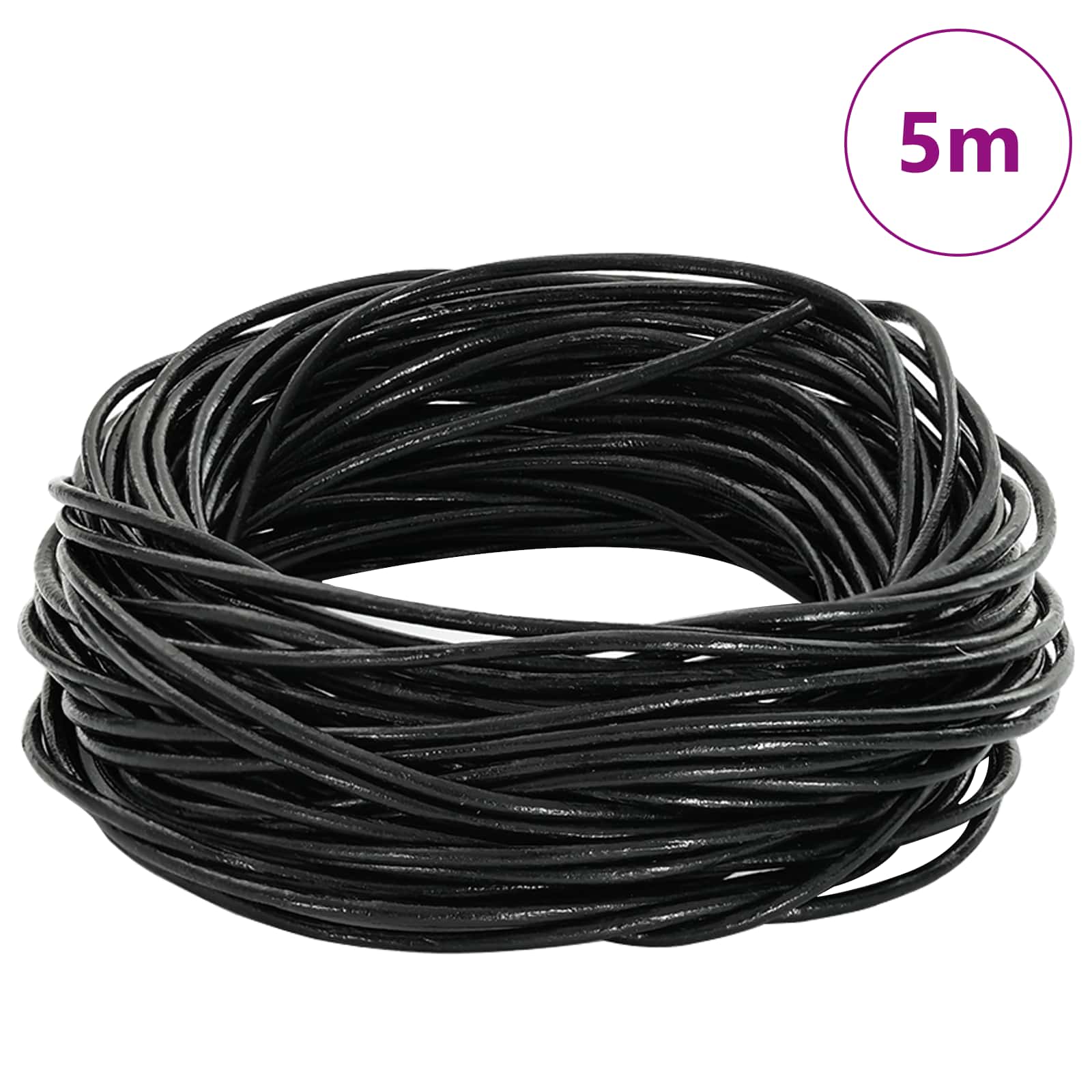 vidaXL Leren Koord Zwart Ø1 mm x 5 m Leer