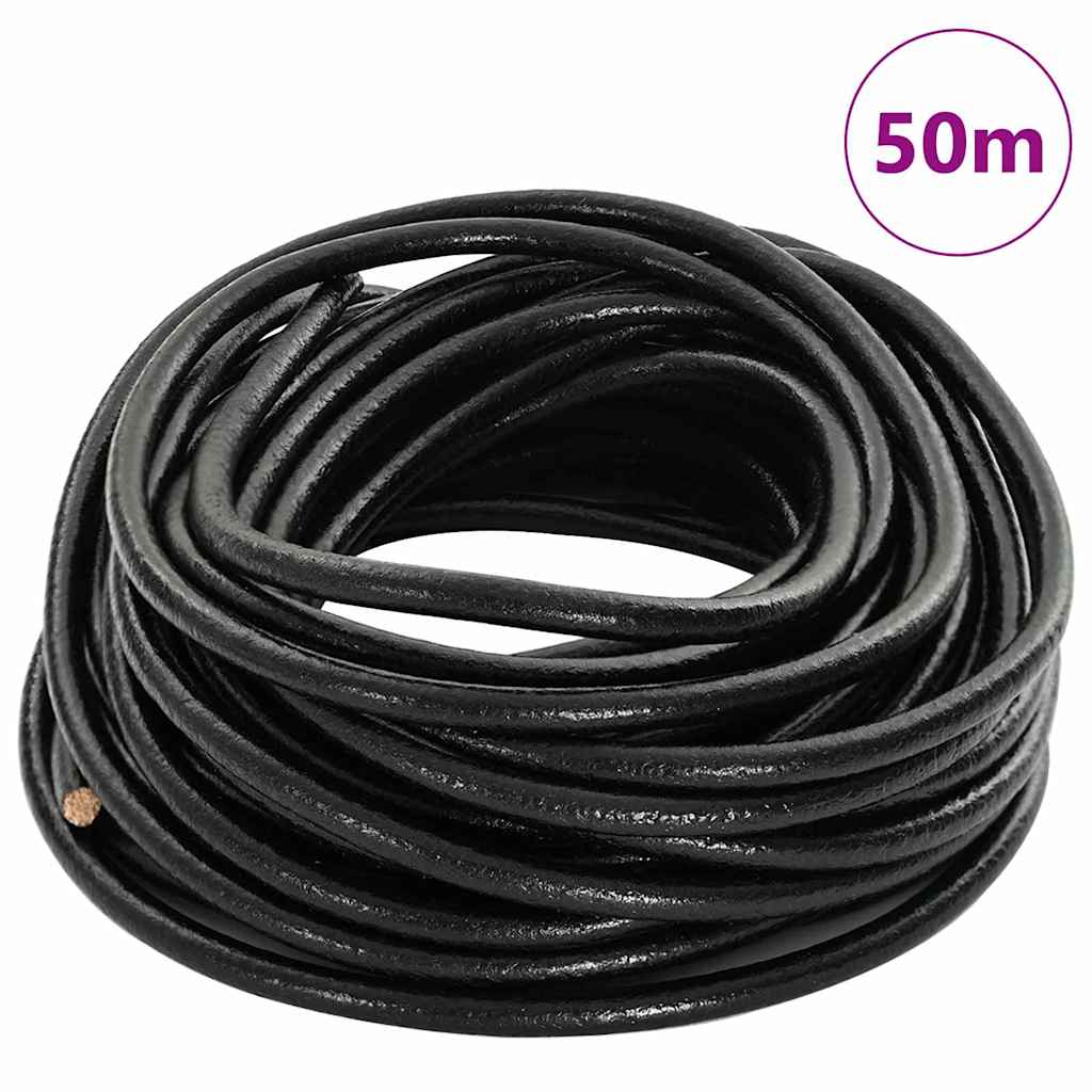 vidaXL Leren Koord Zwart Ø1 mm x 5 m Leer
