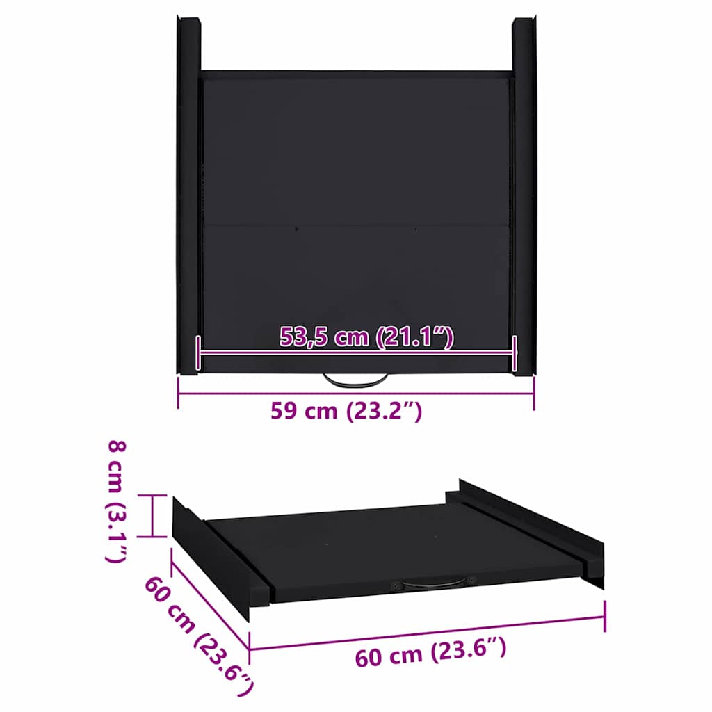 vidaXL Wasmachine Tussenplank Zwart 60 x 60 x 8 cm Staal