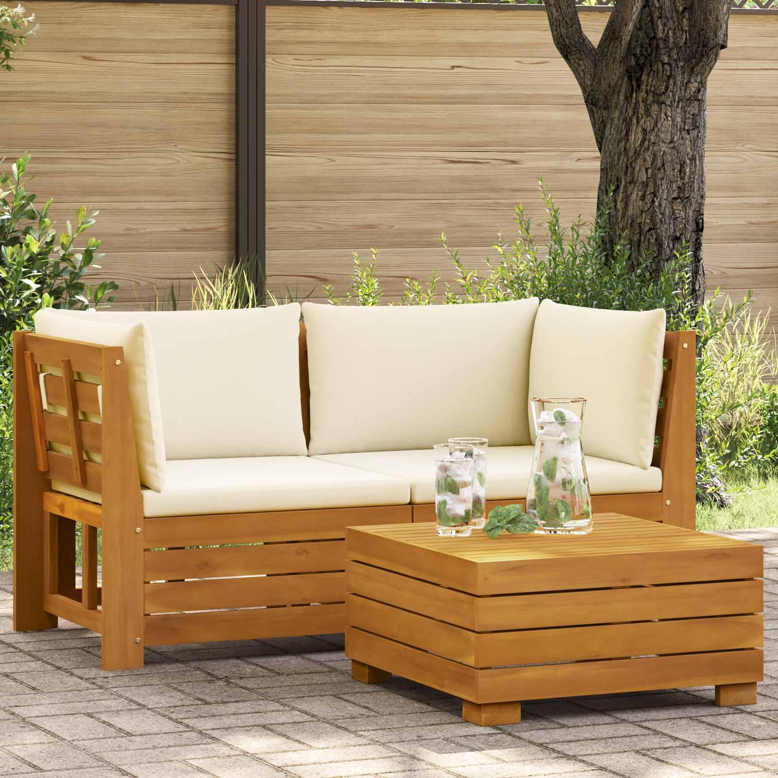 vidaXL 2-delige Tuin loungeset Massief Acaciahout Bruin