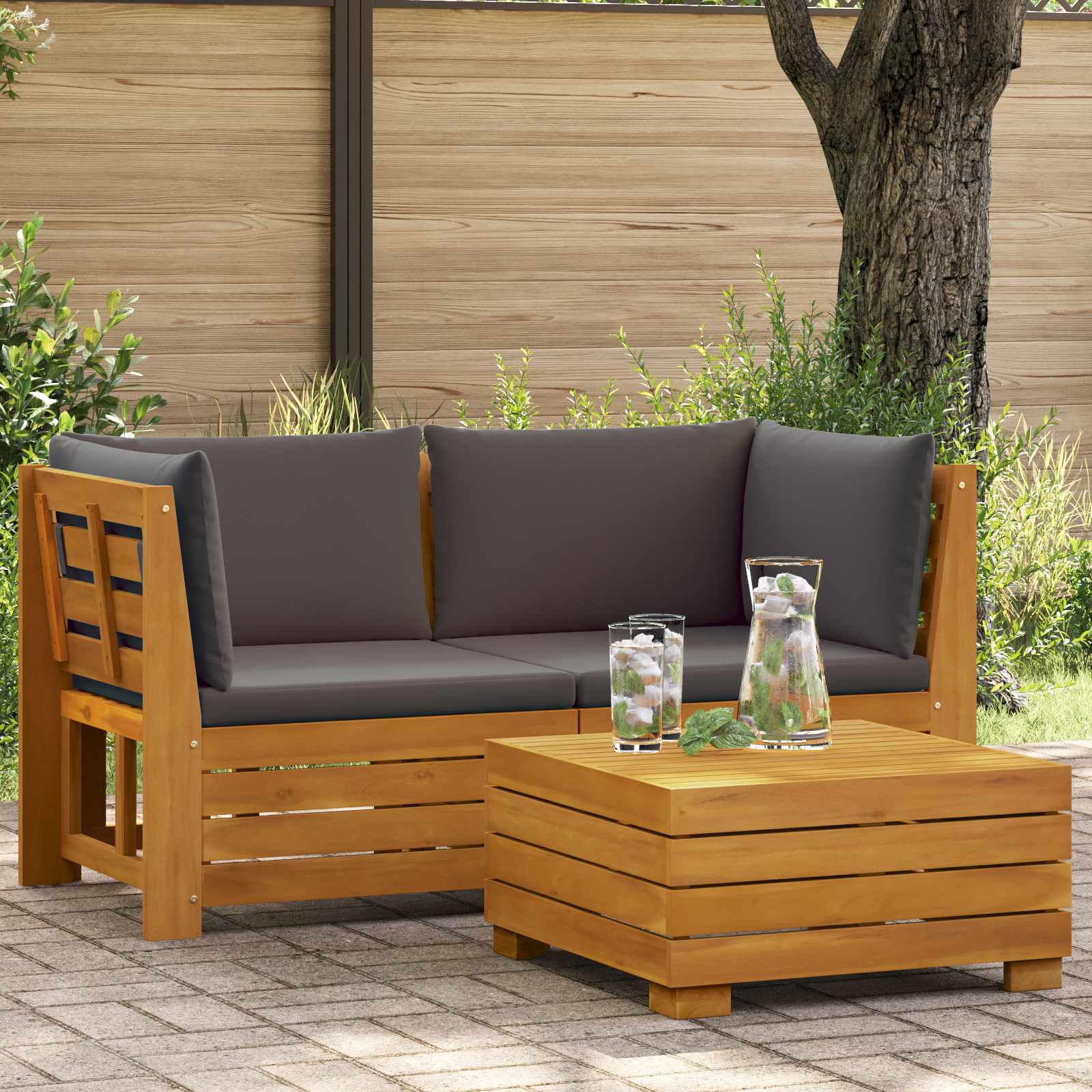 vidaXL 2-delige Tuin loungeset Massief Acaciahout Bruin