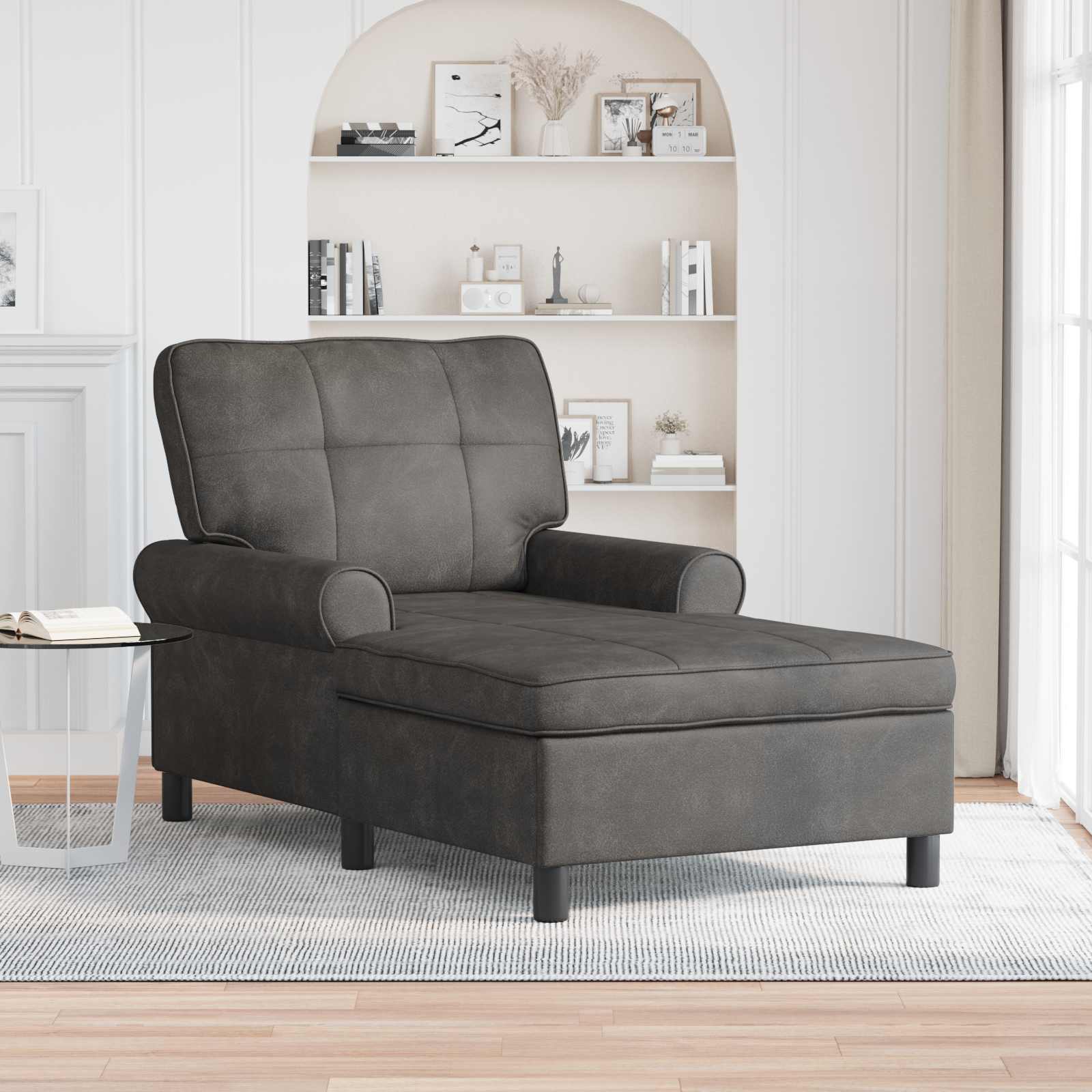 vidaXL Chaise Lounge met kussen Zwart 91 x 157 x 91 cm Antiek PU