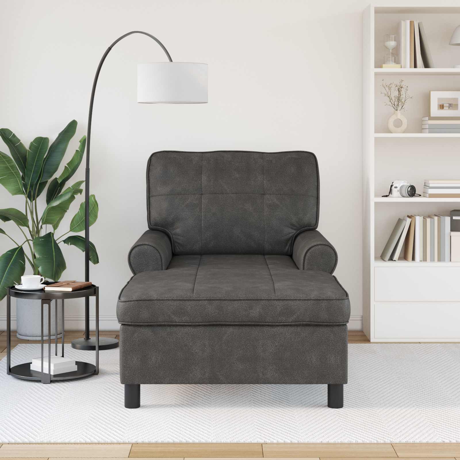 vidaXL Chaise Lounge met kussen Zwart 91 x 157 x 91 cm Antiek PU