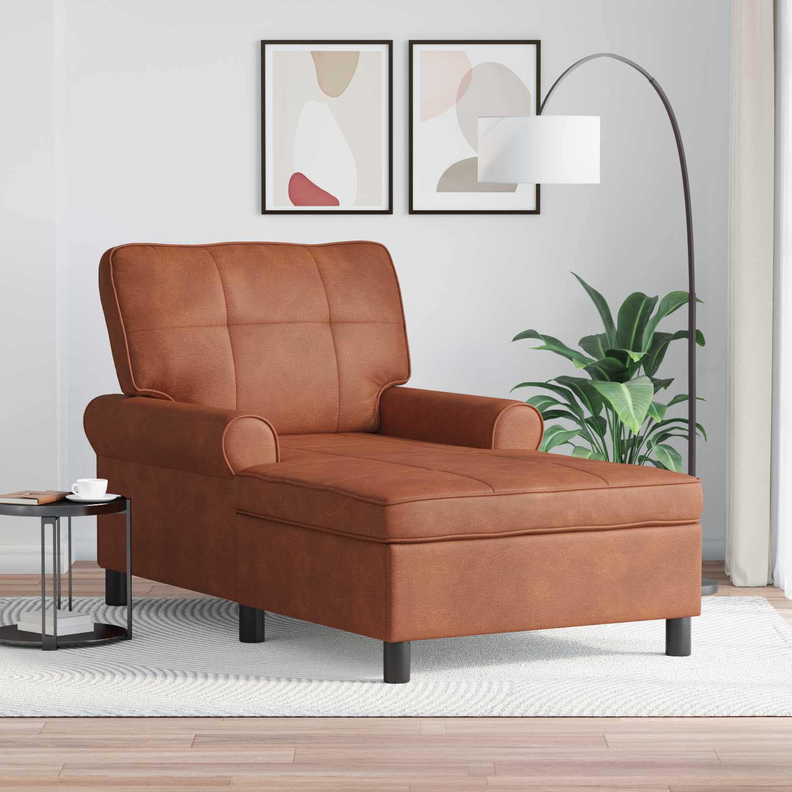 vidaXL Chaise Lounge met kussen Zwart 91 x 157 x 91 cm Antiek PU