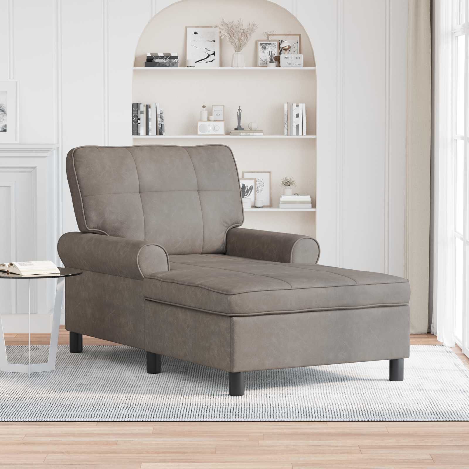vidaXL Chaise Lounge met kussen Zwart 91 x 157 x 91 cm Antiek PU