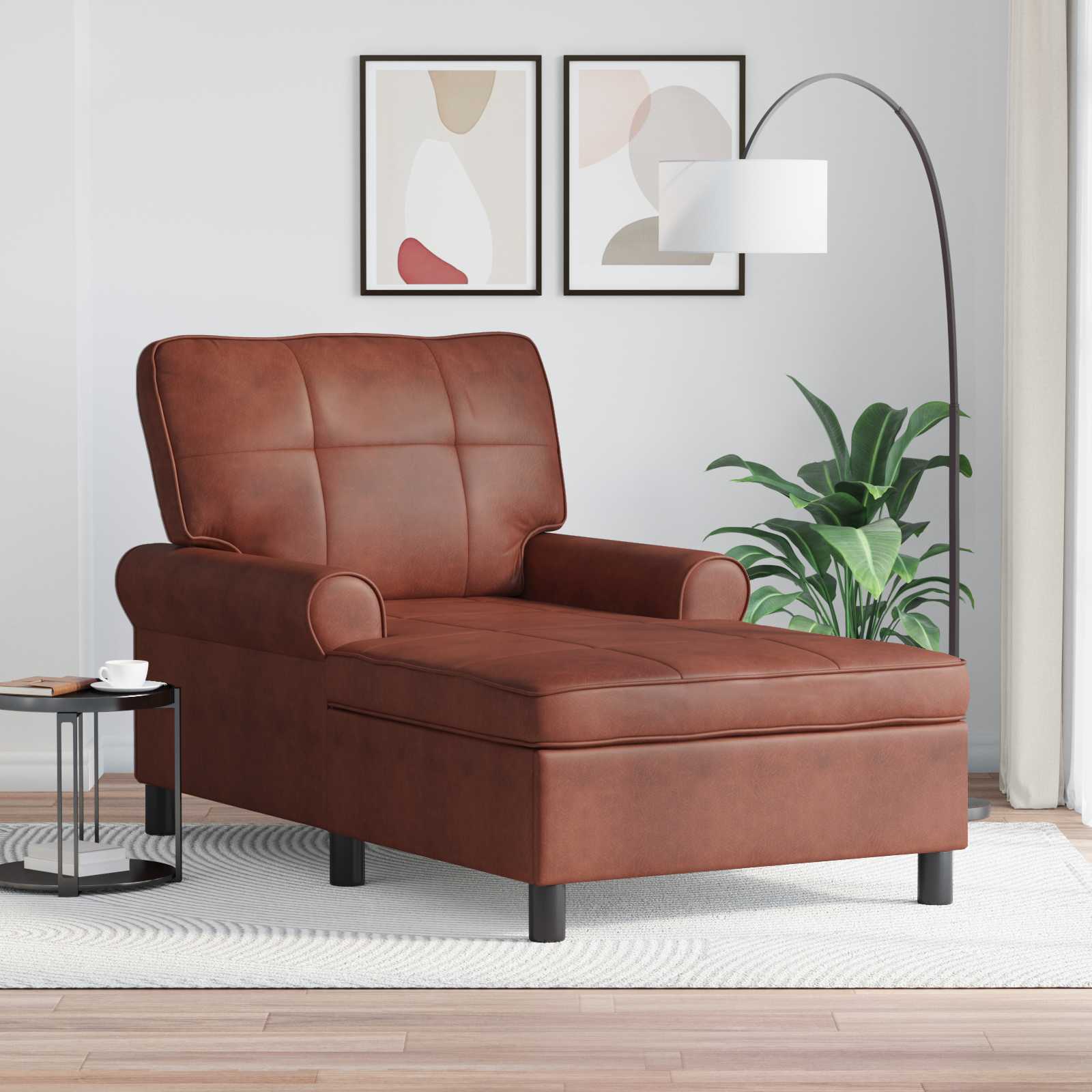 vidaXL Chaise Lounge met kussen Zwart 91 x 157 x 91 cm Antiek PU