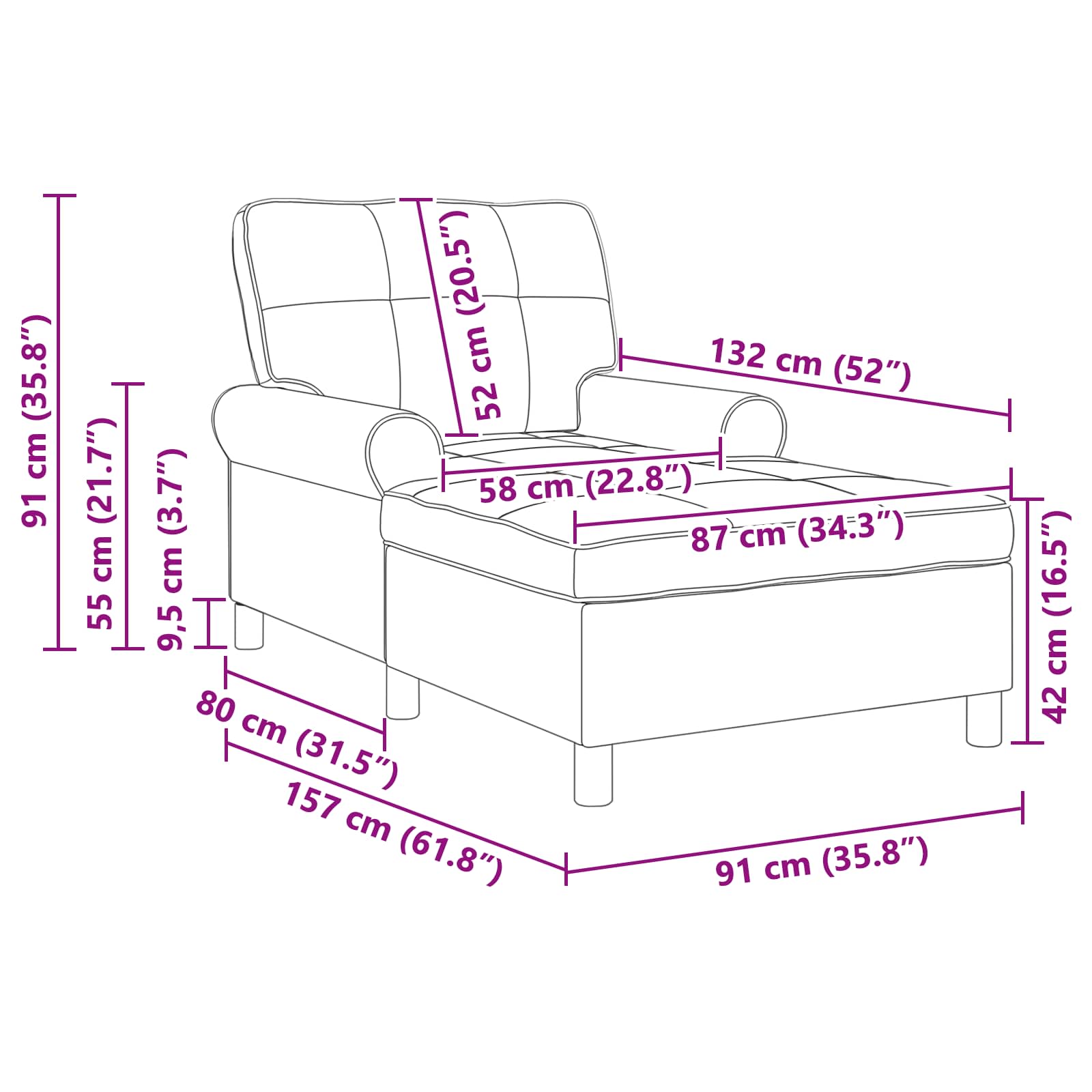 vidaXL Chaise Lounge met kussen Blauw 91 x 157 x 91 cm Fluweel