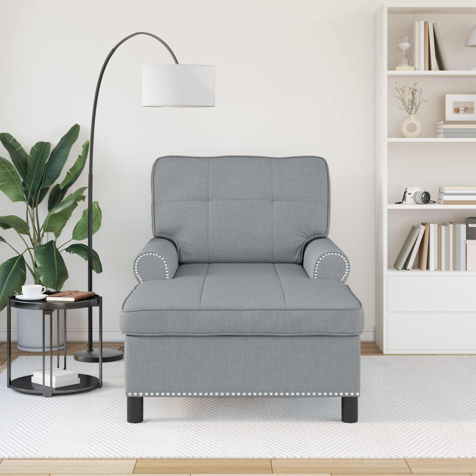 vidaXL Chaise Lounge met kussen Lichtgrijs 91 x 157 x 91 cm Stof