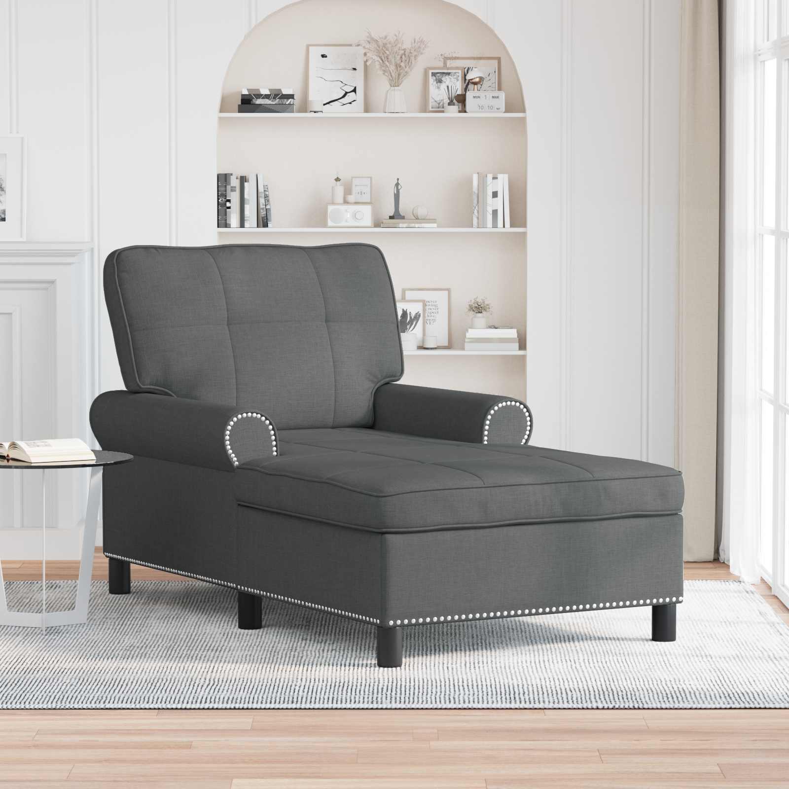 vidaXL Chaise Lounge met kussen Lichtgrijs 91 x 157 x 91 cm Stof