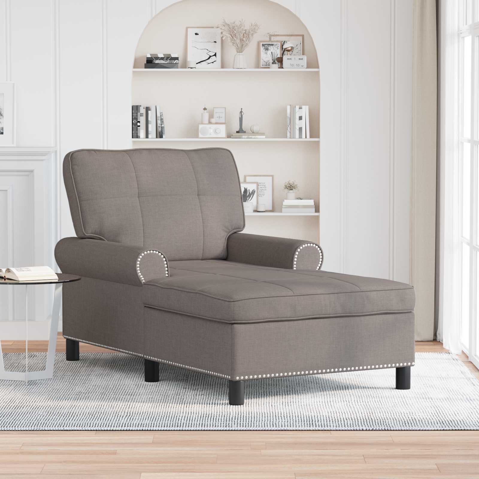 vidaXL Chaise Lounge met kussen Lichtgrijs 91 x 157 x 91 cm Stof