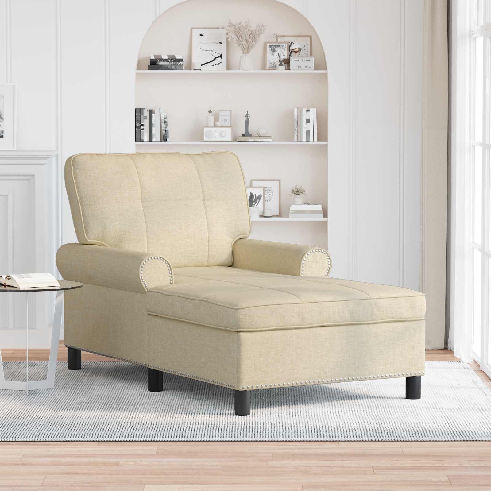 vidaXL Chaise Lounge met kussen Lichtgrijs 91 x 157 x 91 cm Stof