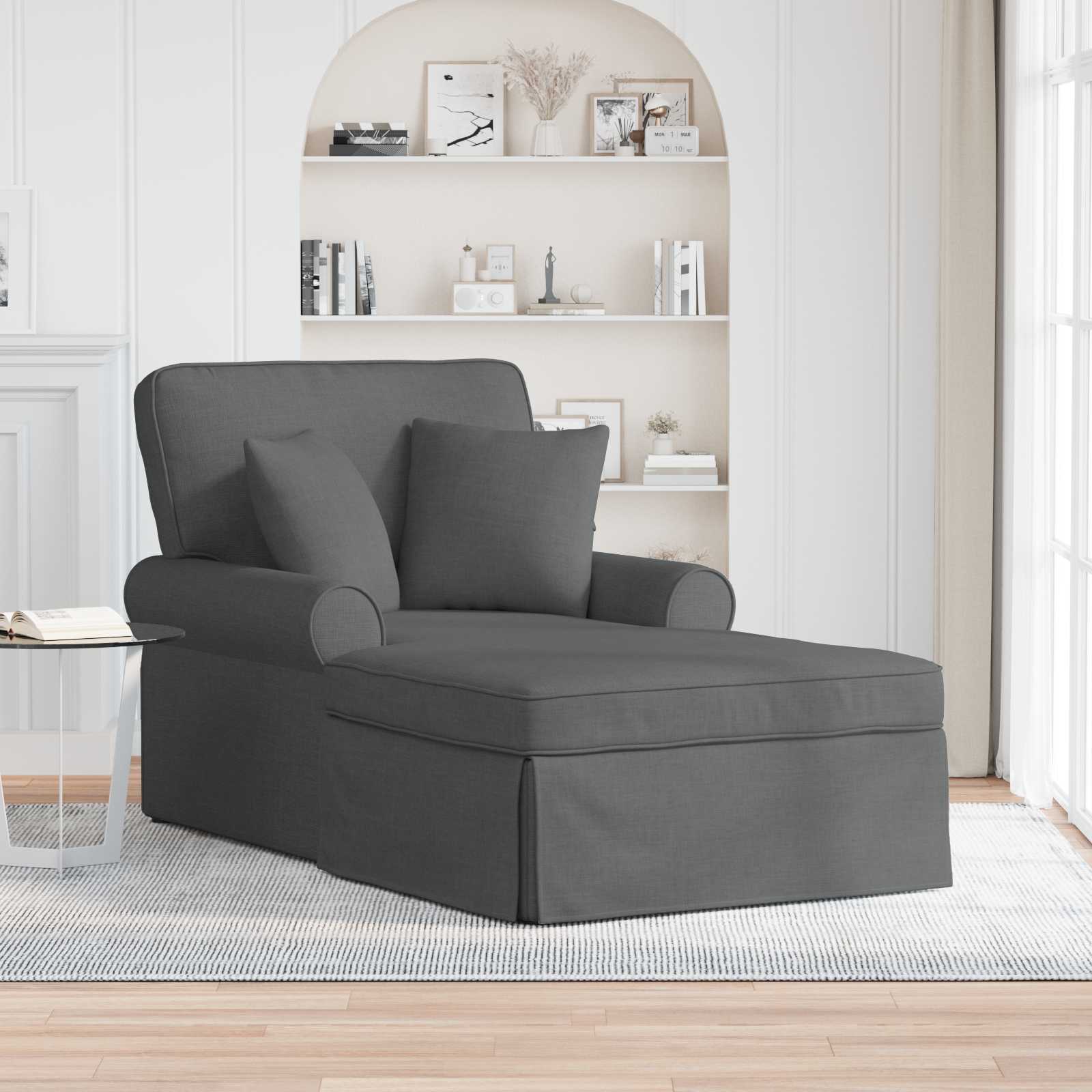 vidaXL Chaise Lounge met Rok Lichtgrijs 91 x 157 x 91 cm Stof