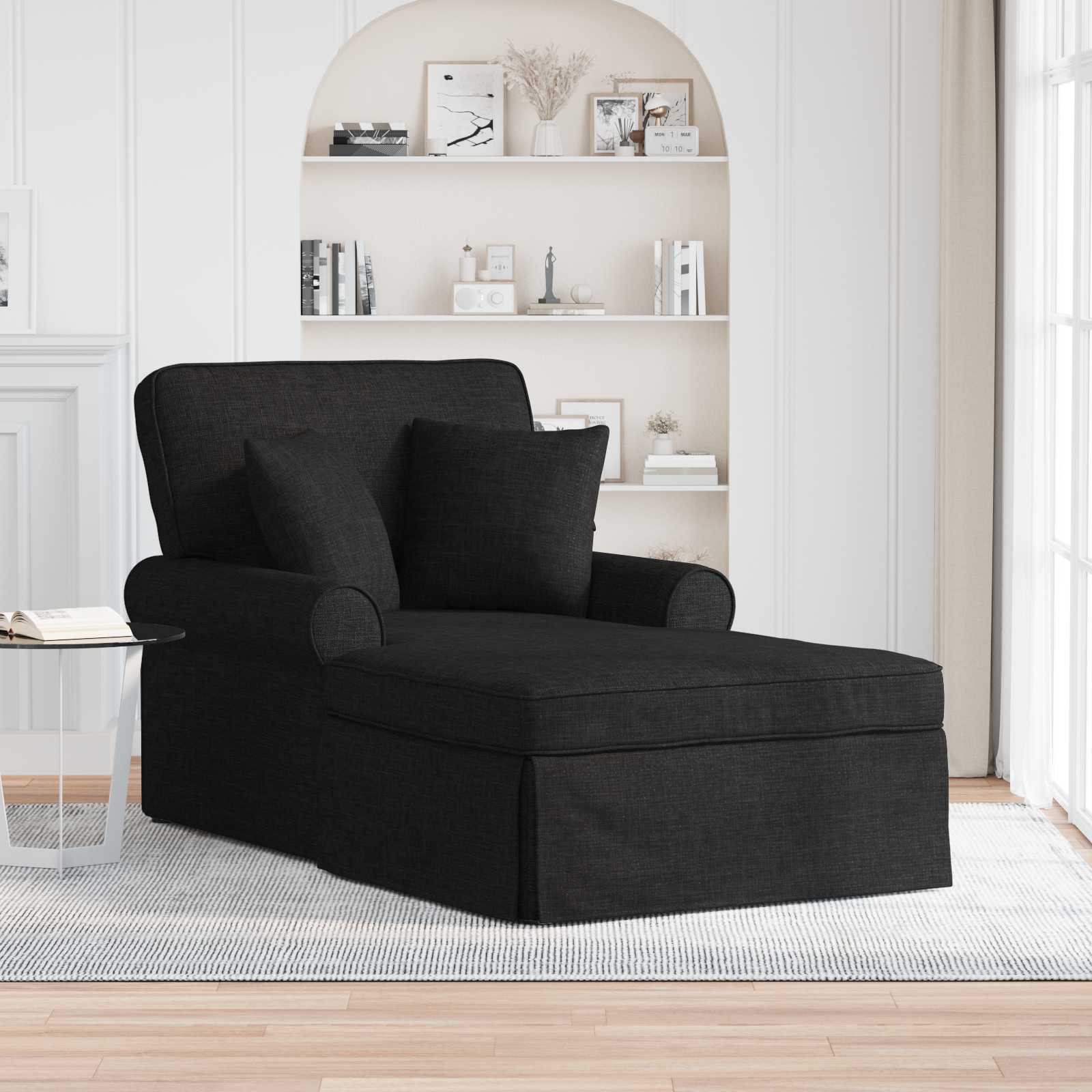 vidaXL Chaise Lounge met Rok Lichtgrijs 91 x 157 x 91 cm Stof