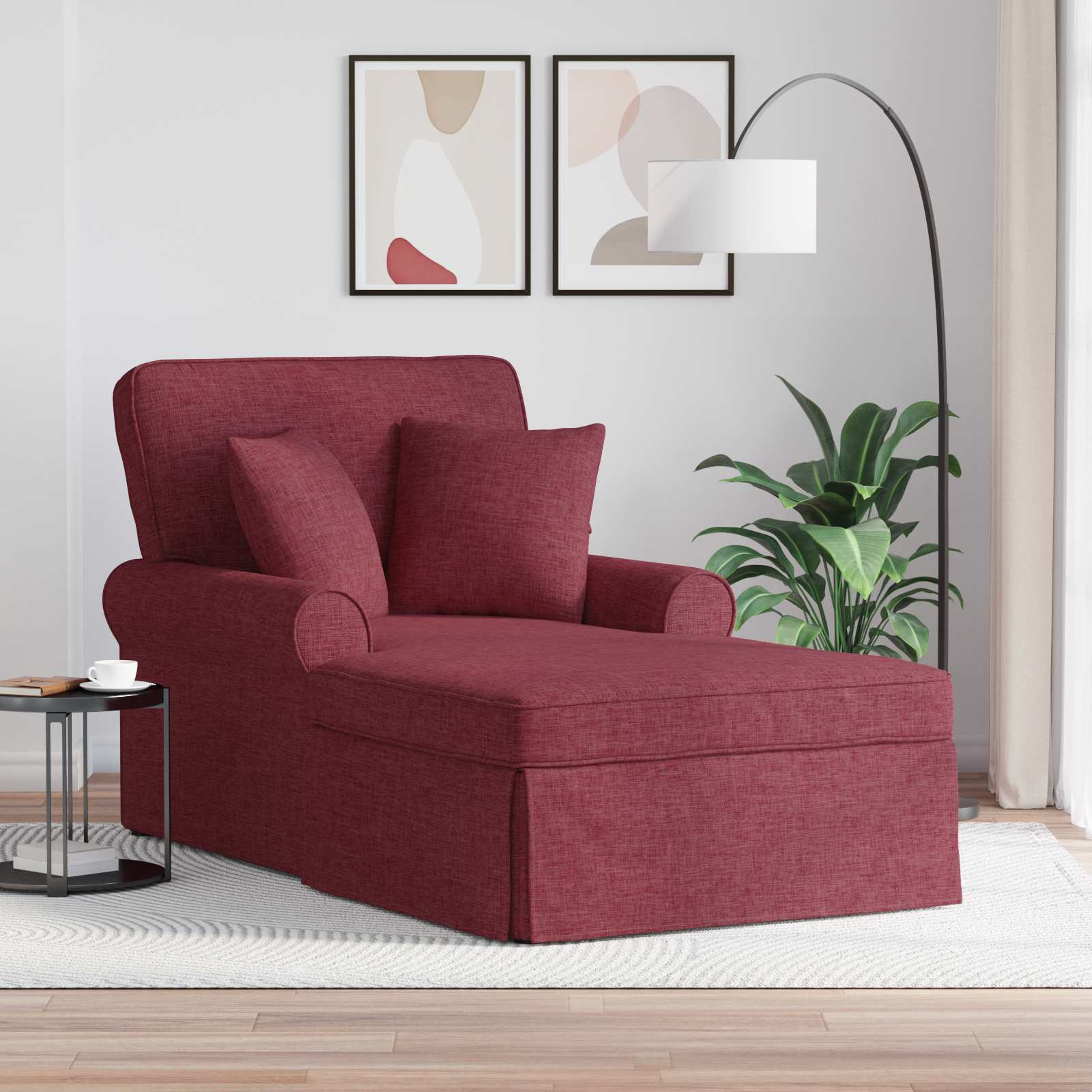 vidaXL Chaise Lounge met Rok Lichtgrijs 91 x 157 x 91 cm Stof