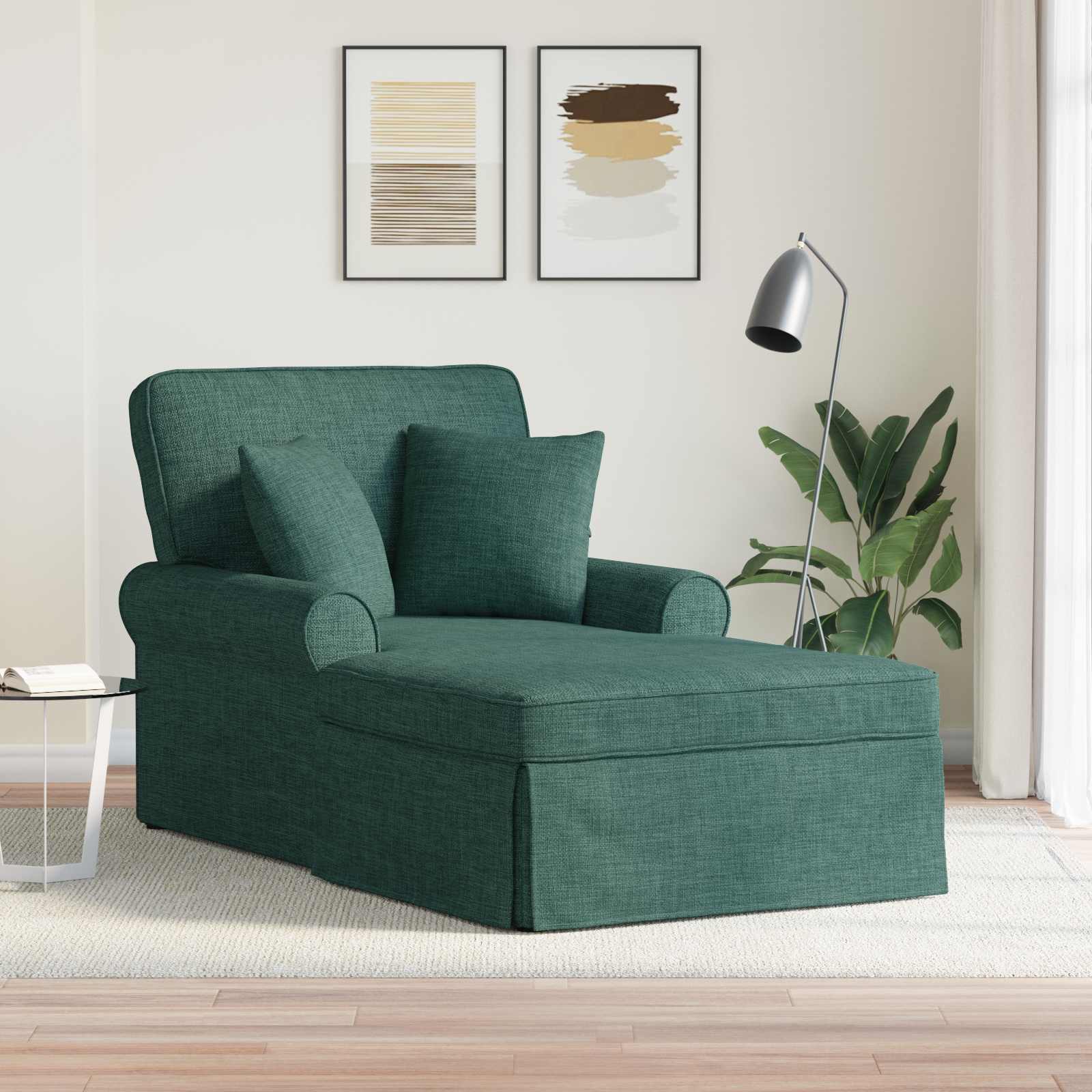 vidaXL Chaise Lounge met Rok Lichtgrijs 91 x 157 x 91 cm Stof