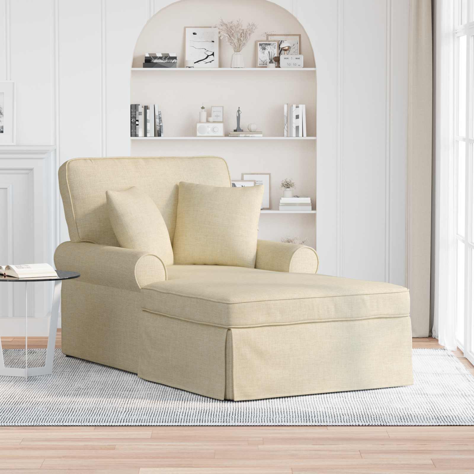vidaXL Chaise Lounge met Rok Lichtgrijs 91 x 157 x 91 cm Stof