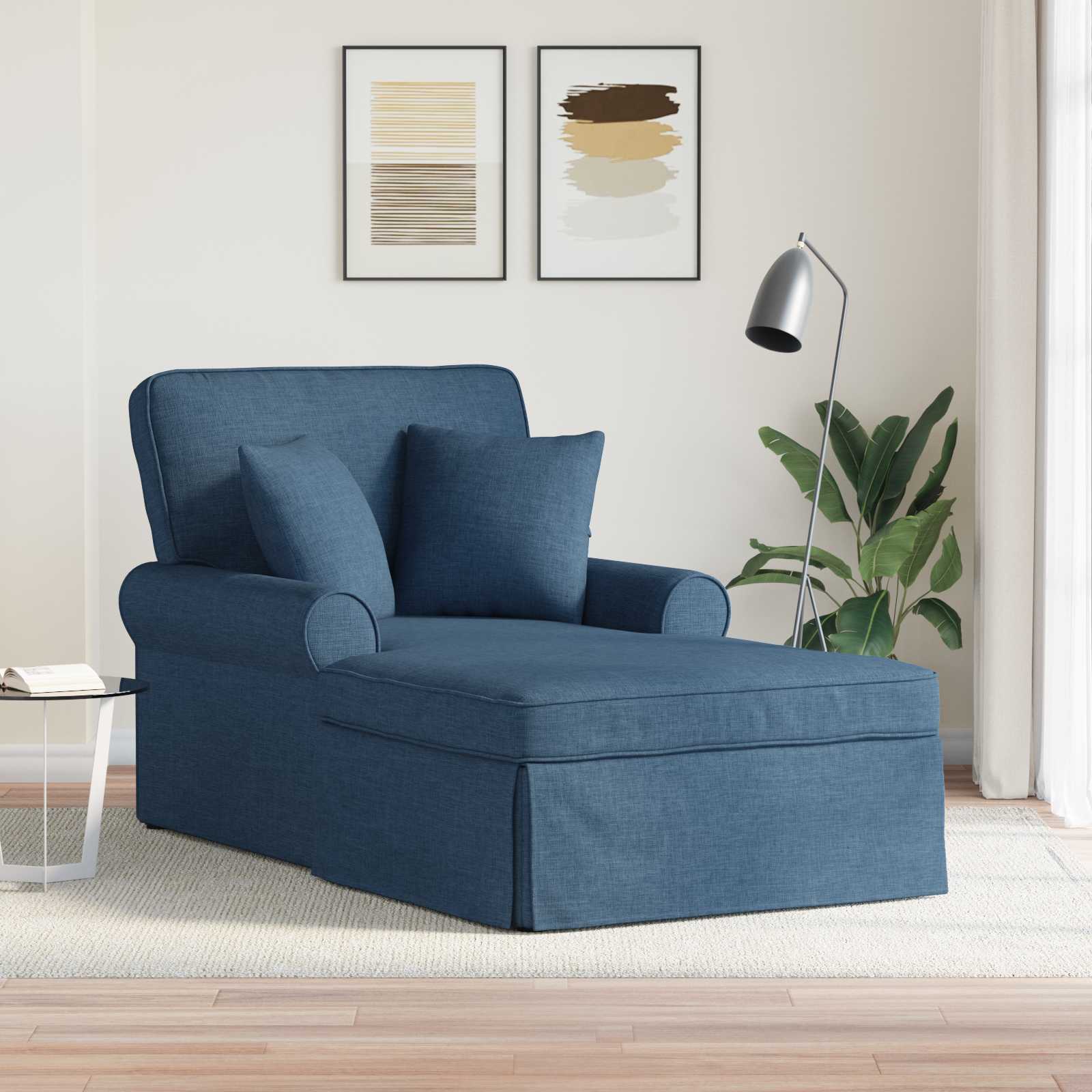 vidaXL Chaise Lounge met Rok Lichtgrijs 91 x 157 x 91 cm Stof