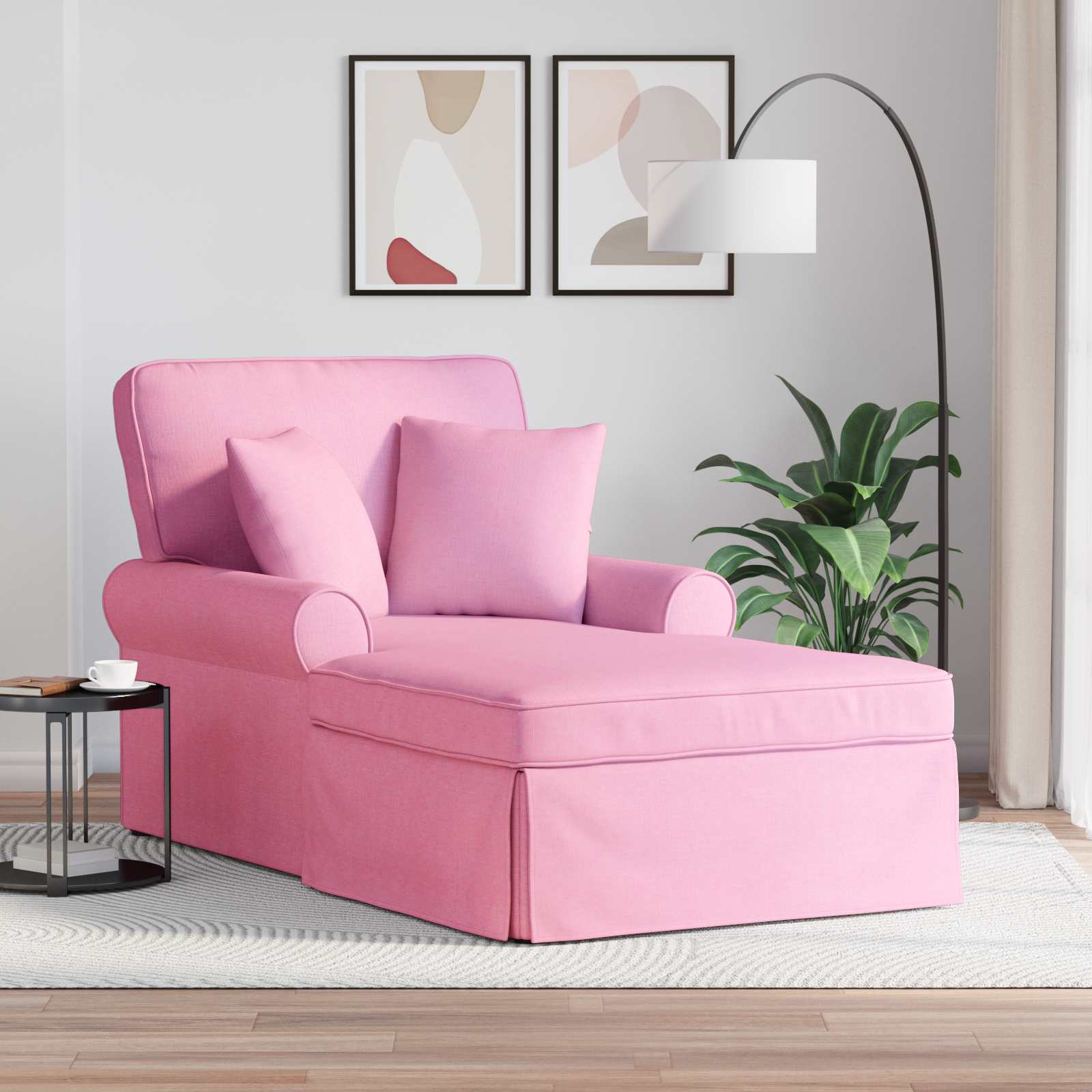 vidaXL Chaise Lounge met Rok Lichtgrijs 91 x 157 x 91 cm Stof