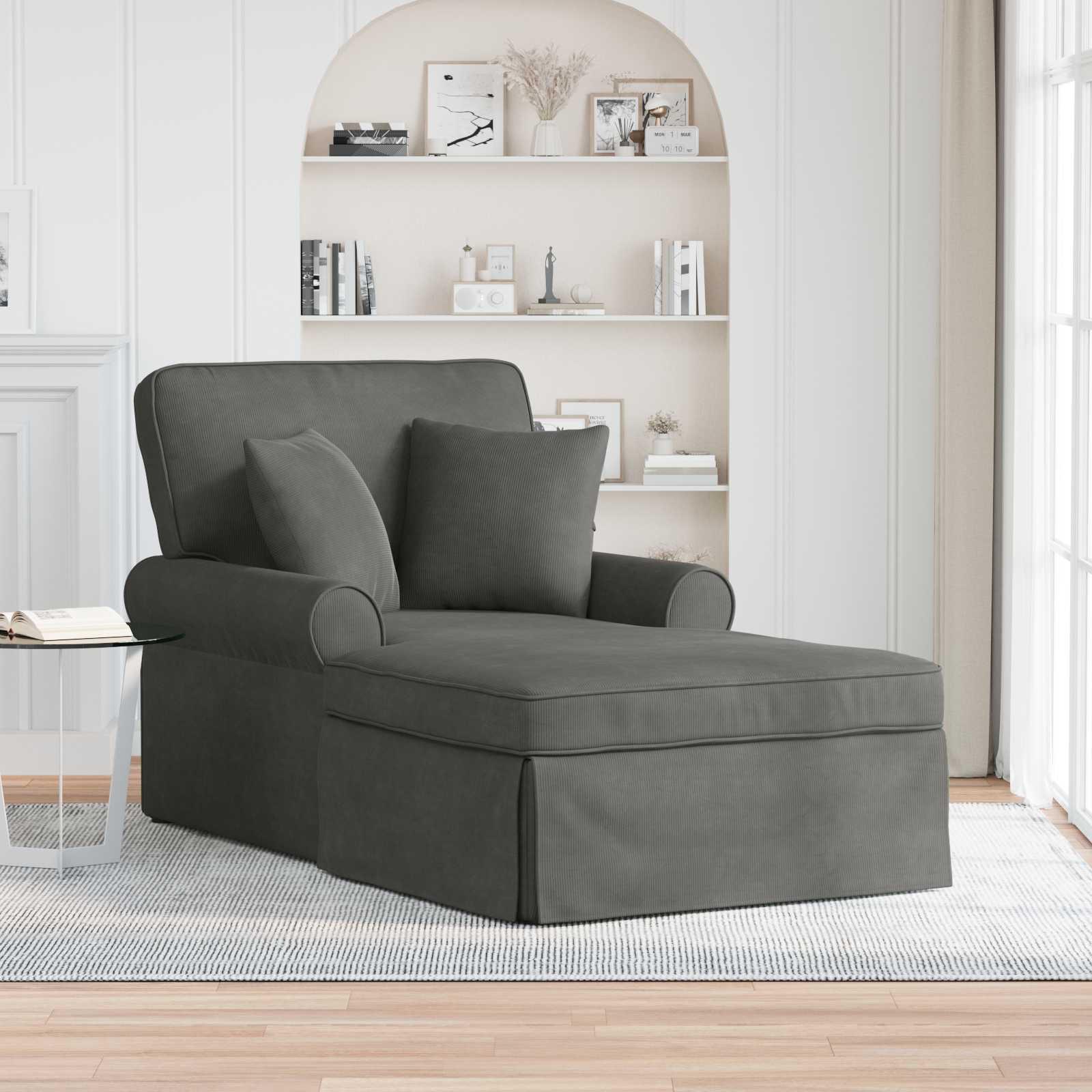 vidaXL Chaise Lounge met Rok met kussen Lichtgrijs 91 x 157 x 91 cm